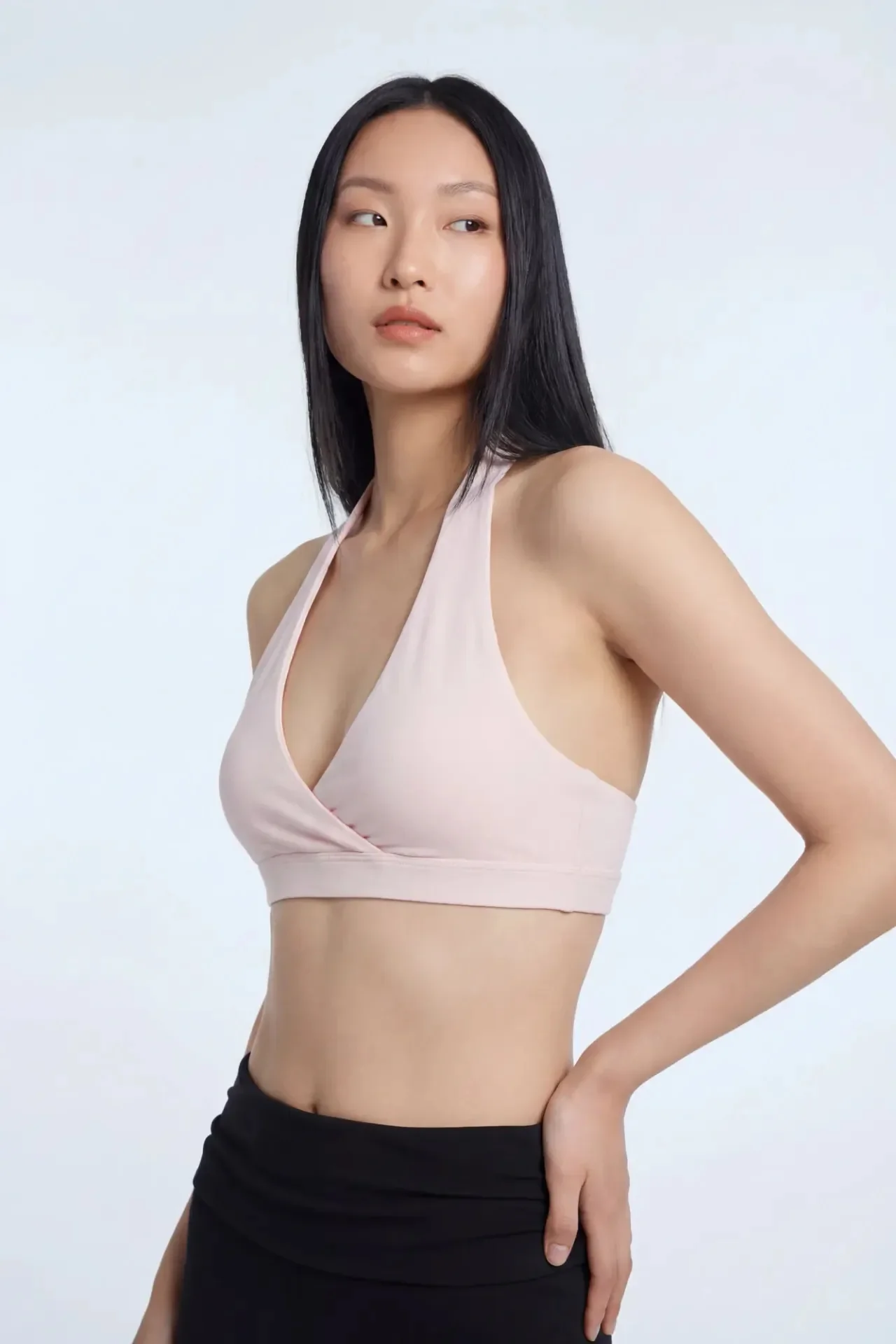 Active High Density Surplice Halter Bra
