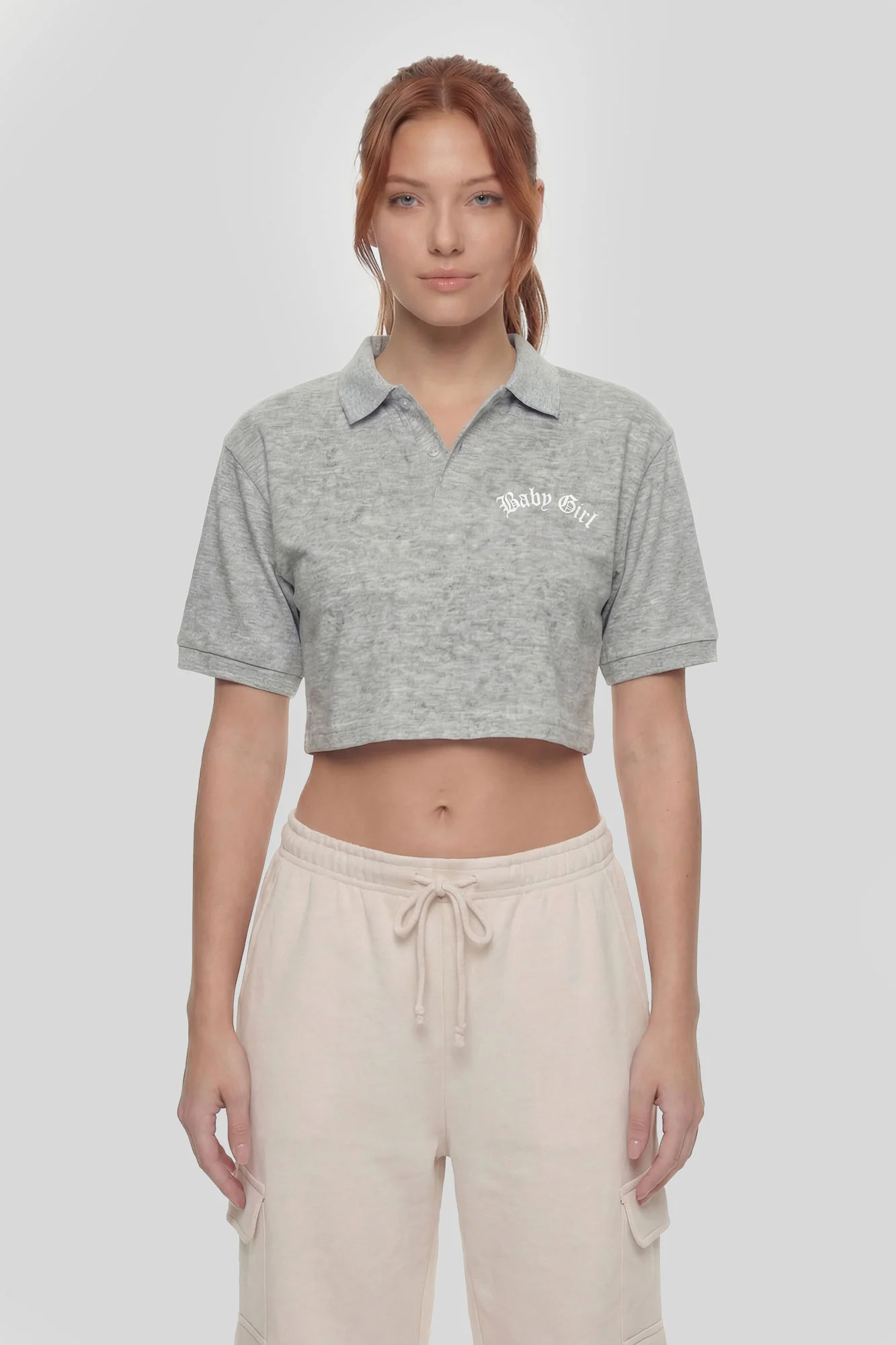 Embroidered Oversized Cropped Polo