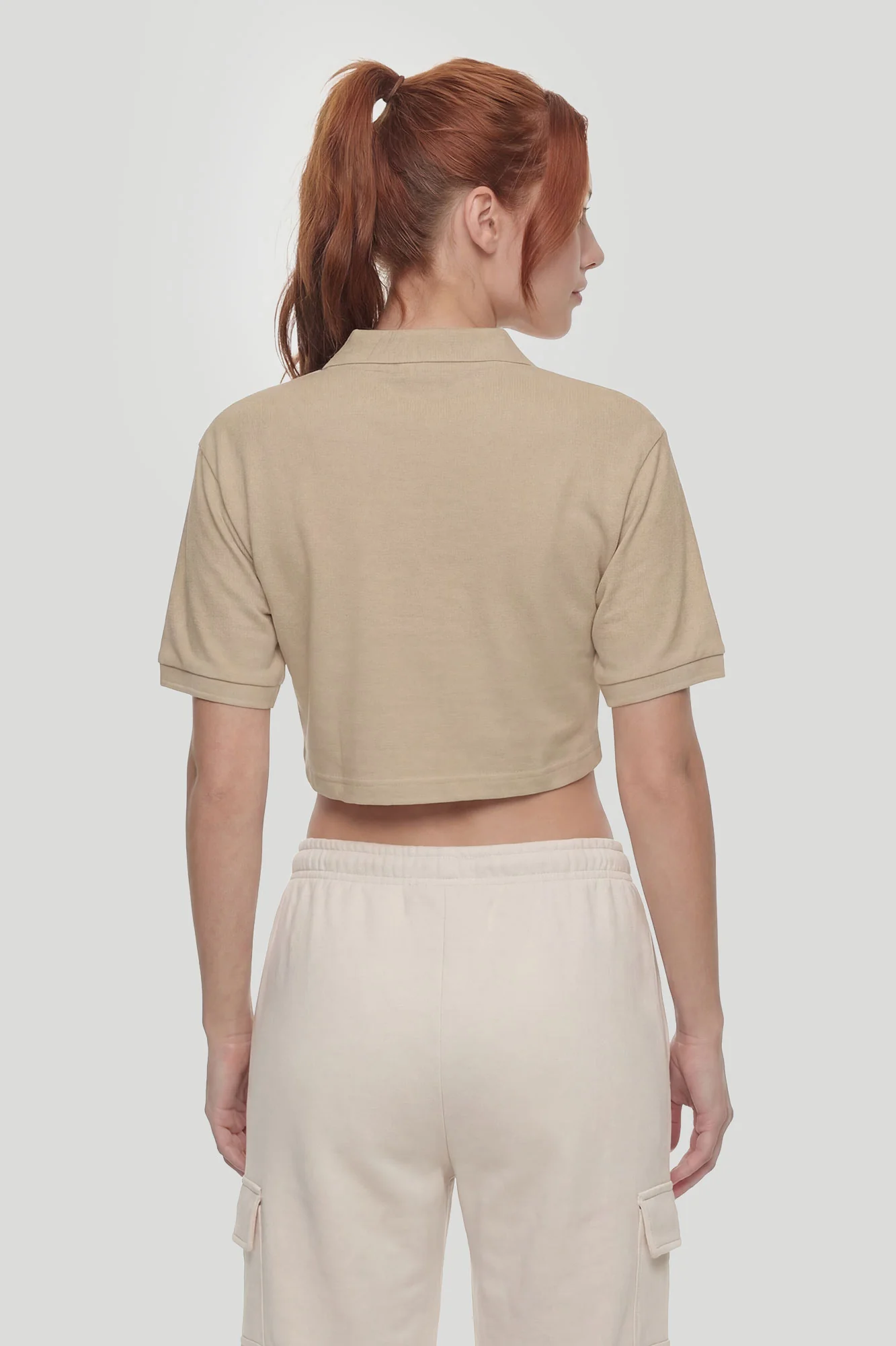 Embroidered Oversized Cropped Polo