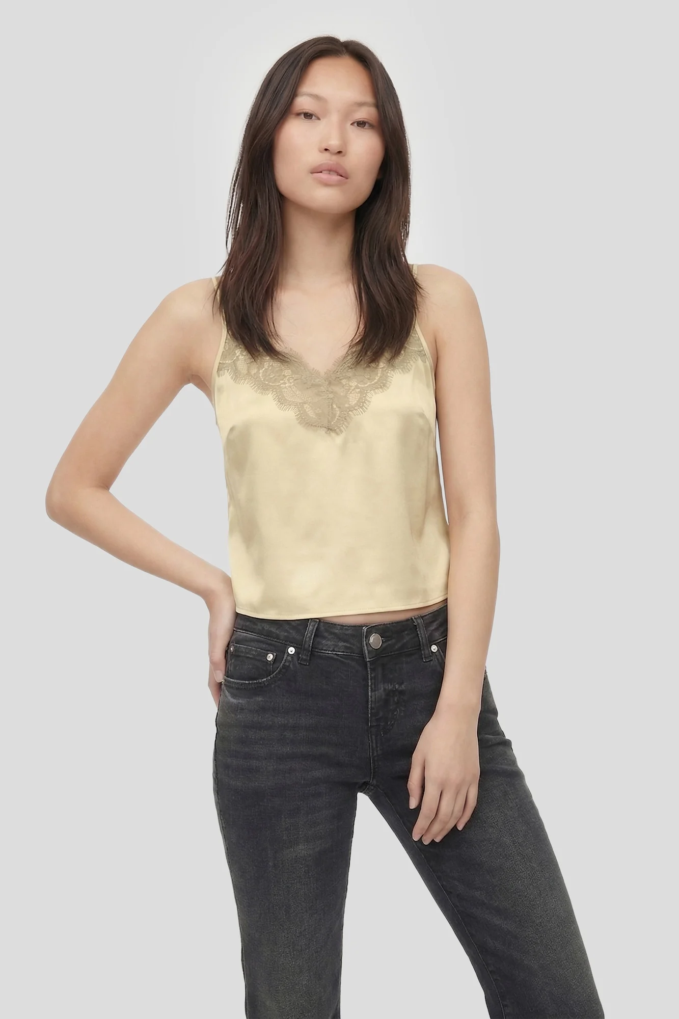 Satin Lace Trim Cami