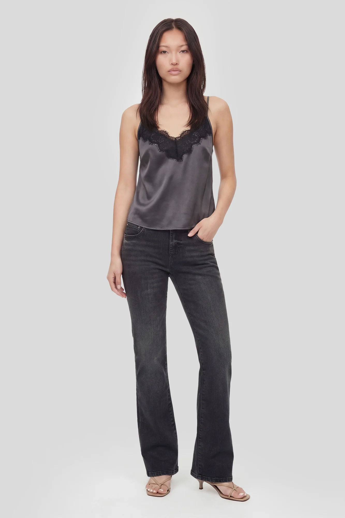 Satin Lace Trim Cami