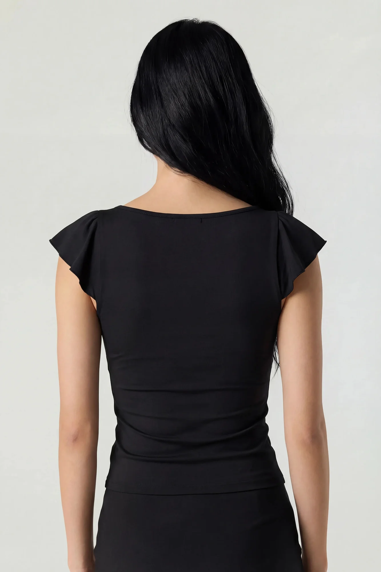 2260-v-neck-ruffle-tie-front-top-11.webp V-Neck Ruffle Tie Front Top