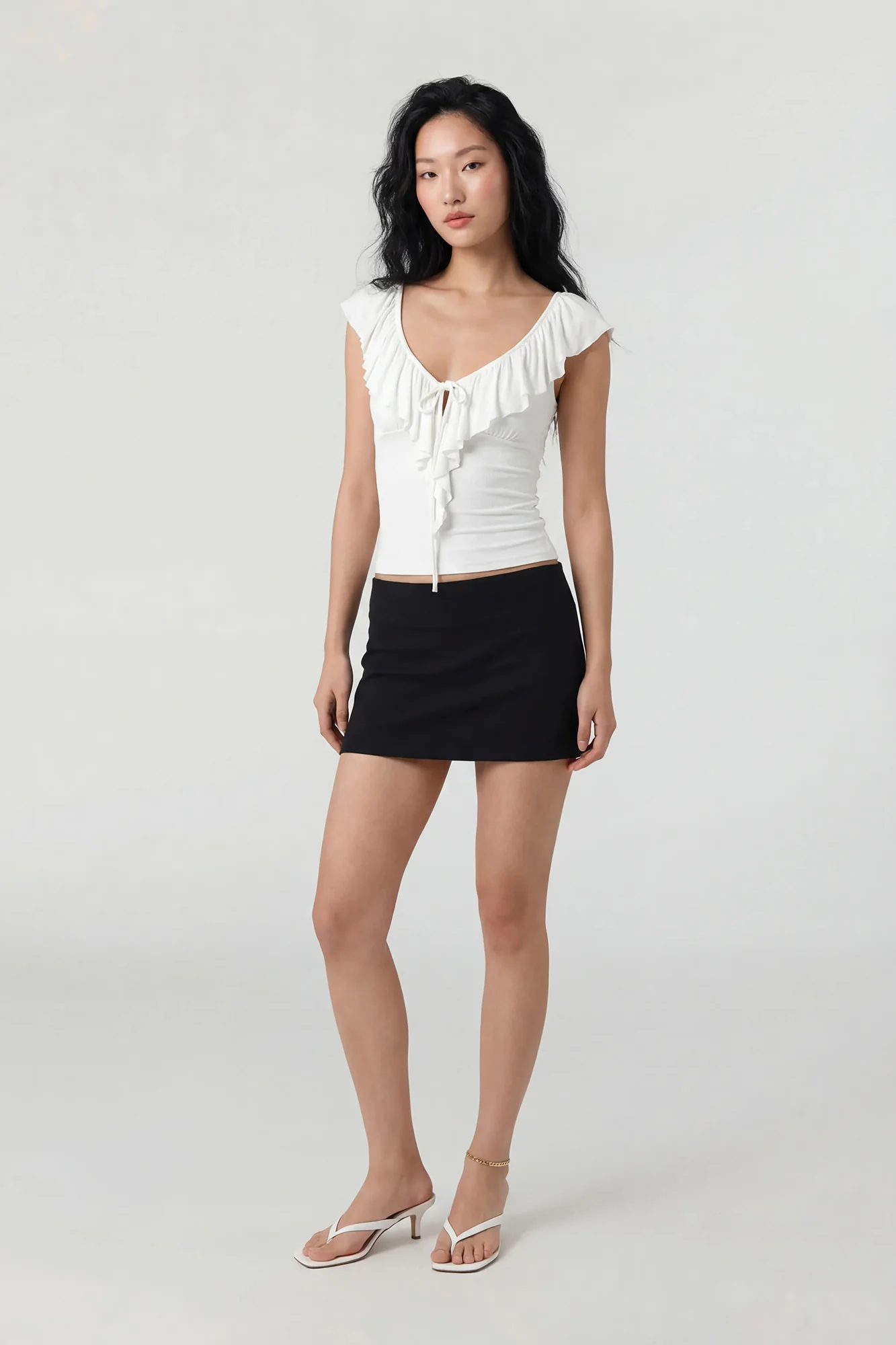 2260-v-neck-ruffle-tie-front-top-21.webp V-Neck Ruffle Tie Front Top