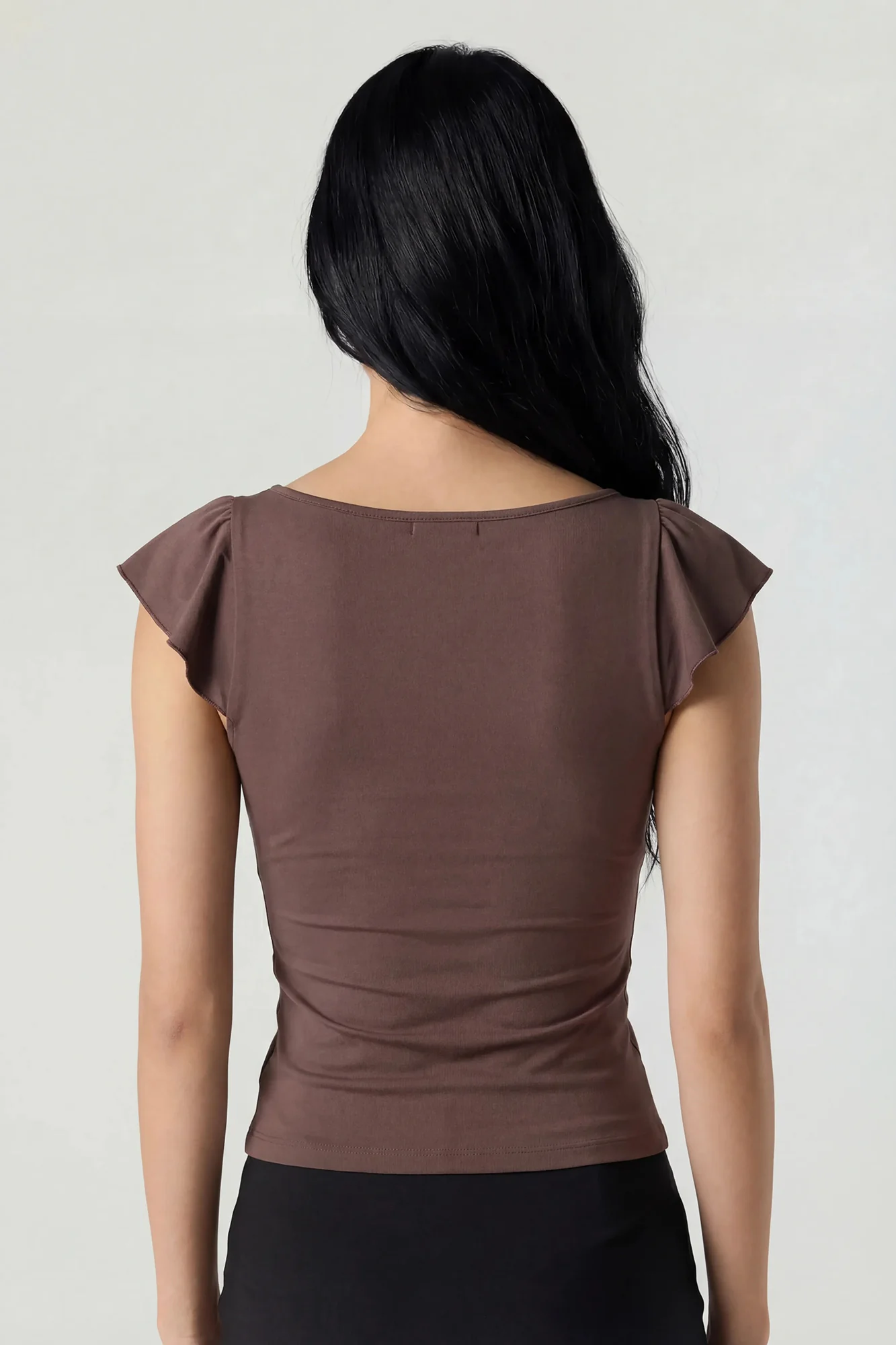 2260-v-neck-ruffle-tie-front-top-8.webp V-Neck Ruffle Tie Front Top