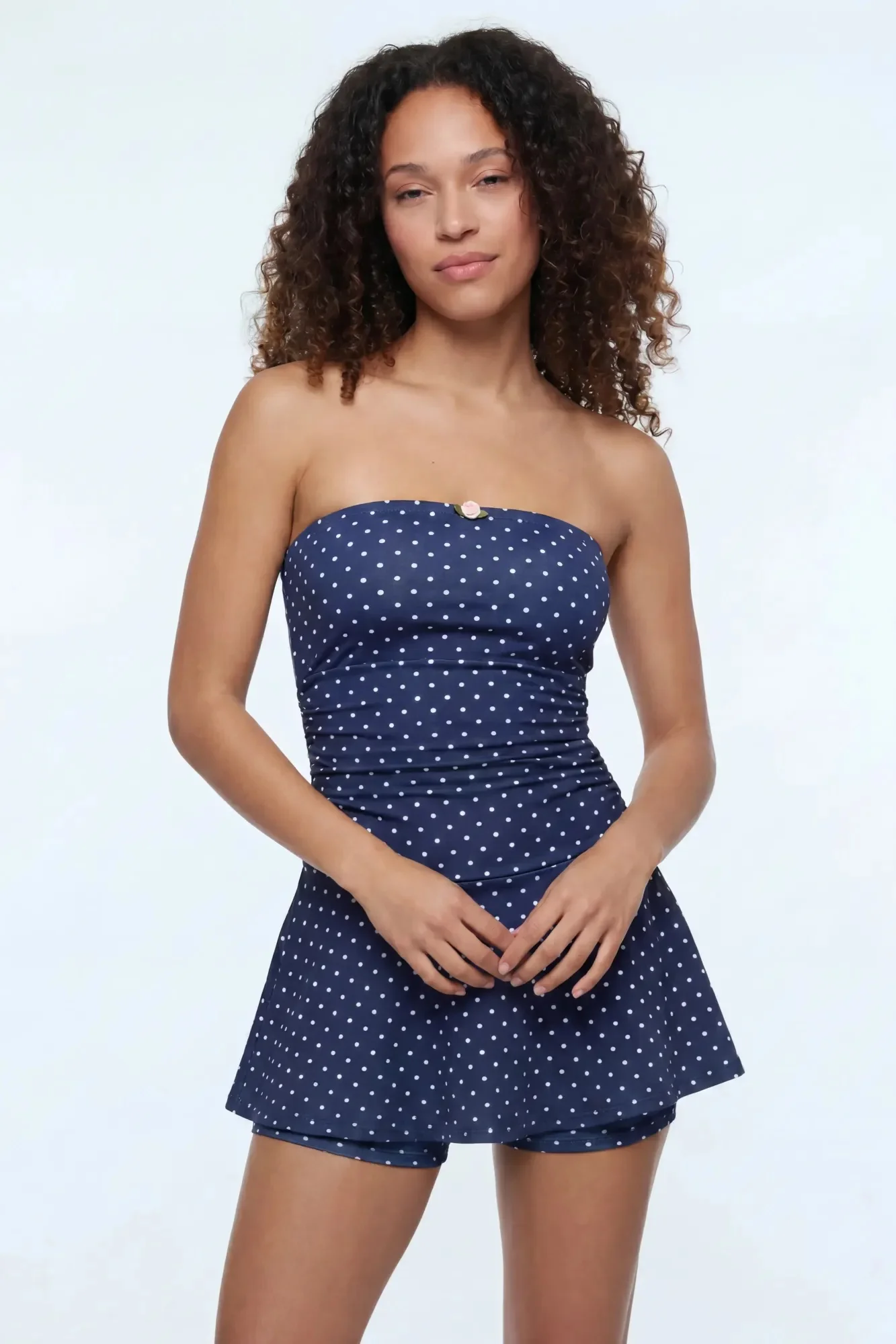 2505-rosette-detail-strapless-romper-dress-4.webp Rosette Detail Strapless Romper Dress