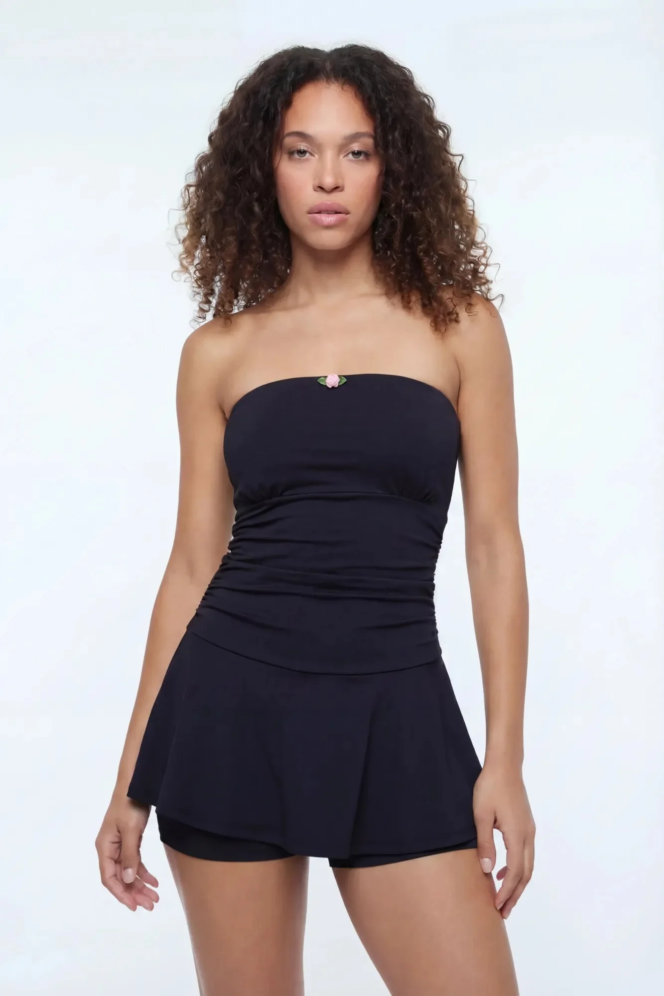 2505-rosette-detail-strapless-romper-dress-8.webp Rosette Detail Strapless Romper Dress