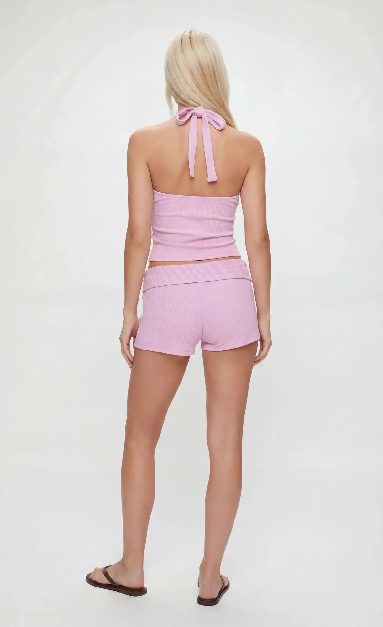 2758-ribbed-halter-tank-foldover-waist-short-2.webp Ribbed Halter Tank & Foldover Waist Short