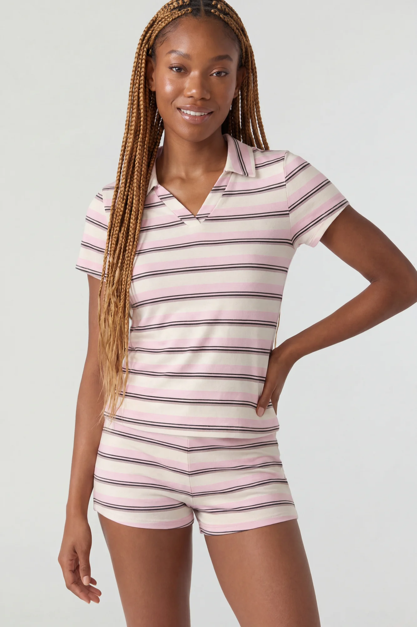 Striped Polo & Short Set