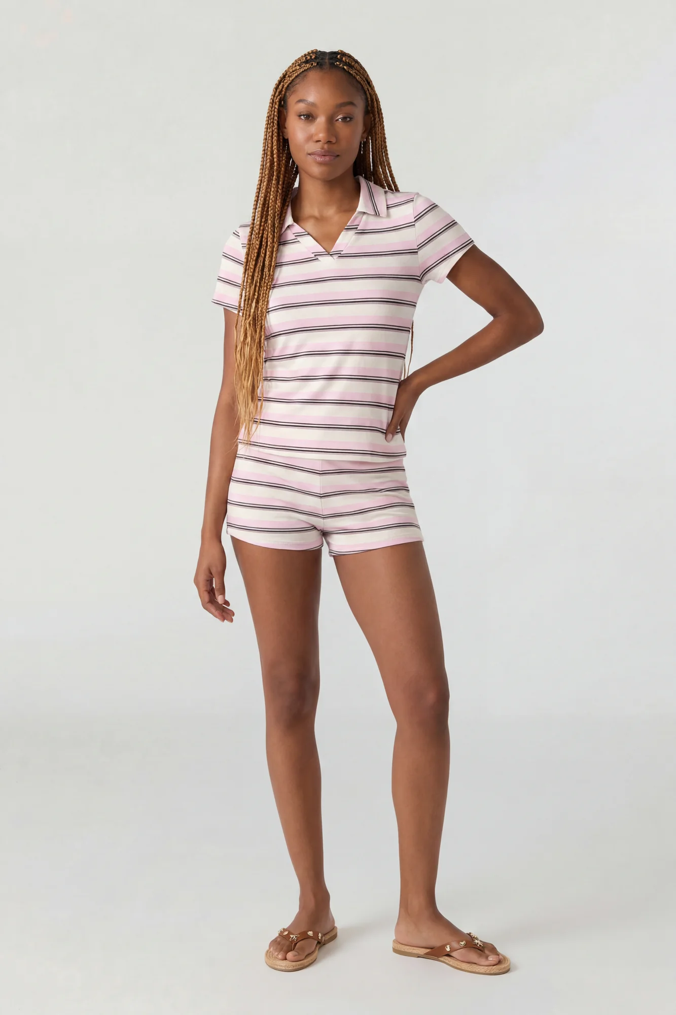 Striped Polo & Short Set