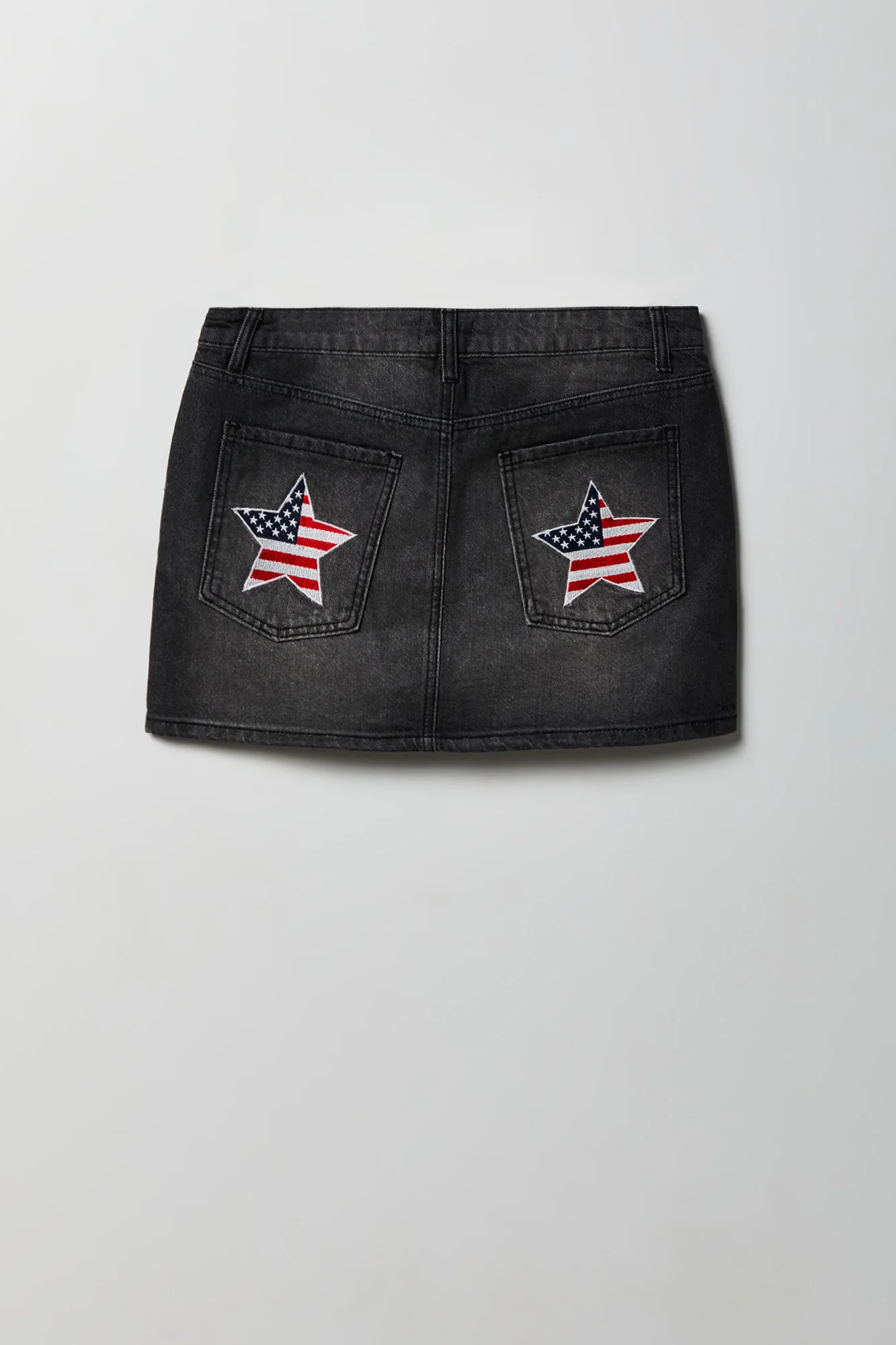 USA Patch Denim Mini Skirt