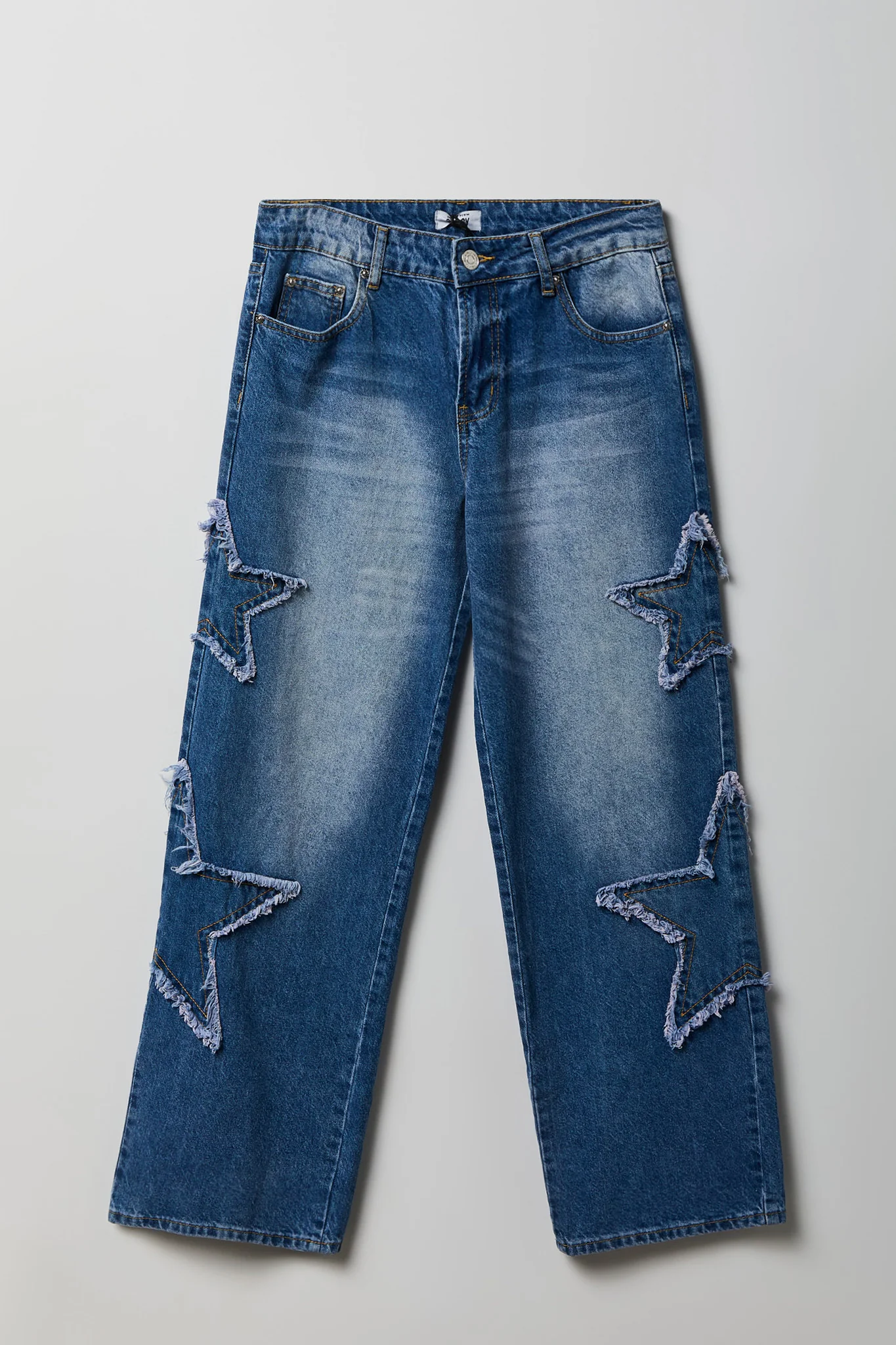 Low Rise Patch Baggy Denim Jean