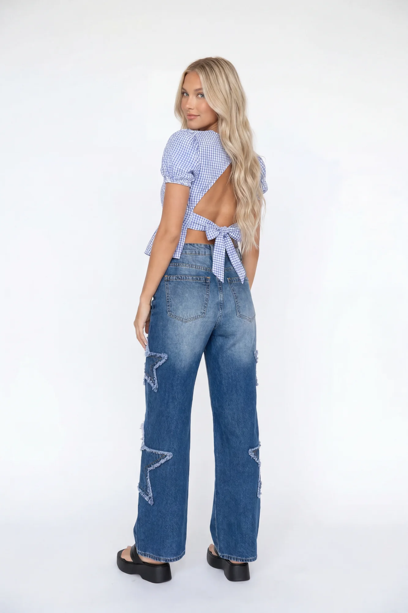 Low Rise Patch Baggy Denim Jean