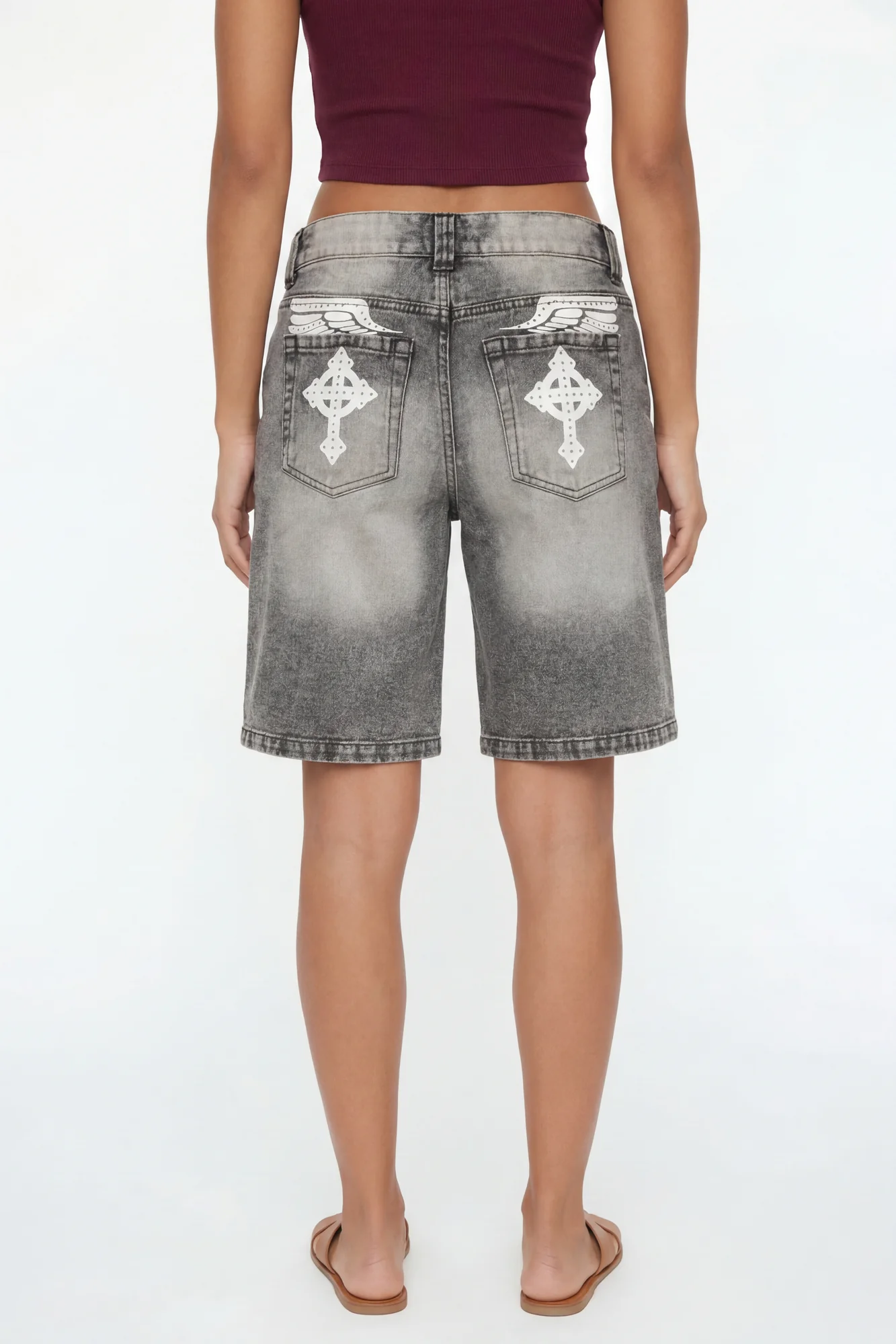 Brooklyn Graphic Low Rise Baggy Grey Jort