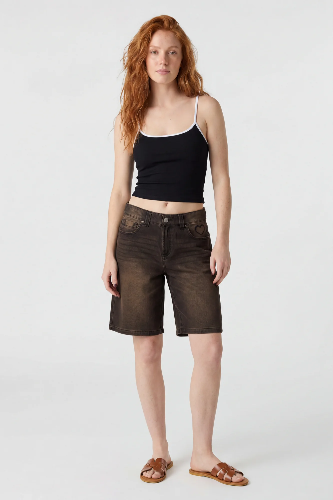 Brooklyn Graphic Low Rise Baggy Latte Jort