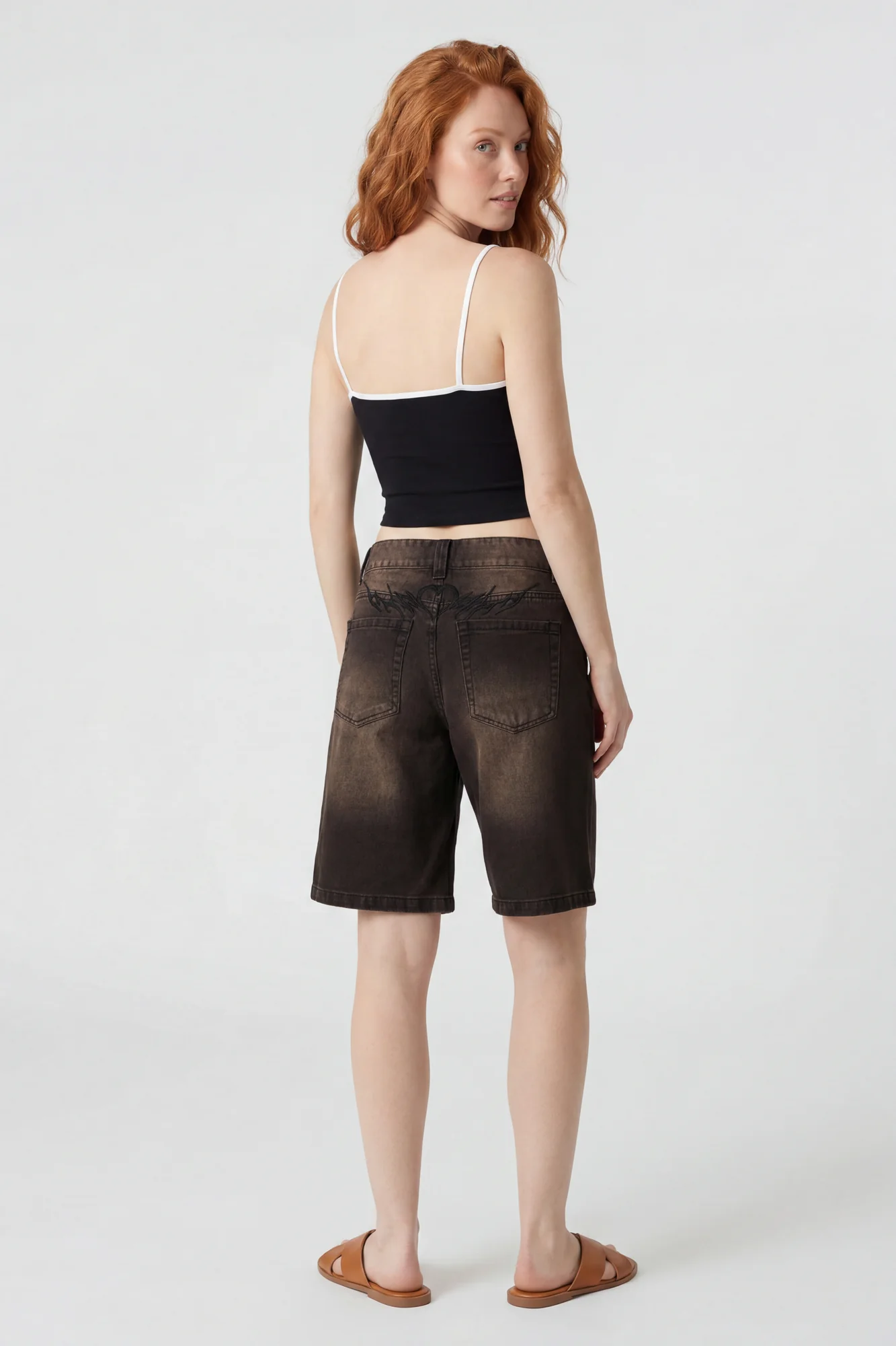 Brooklyn Graphic Low Rise Baggy Latte Jort