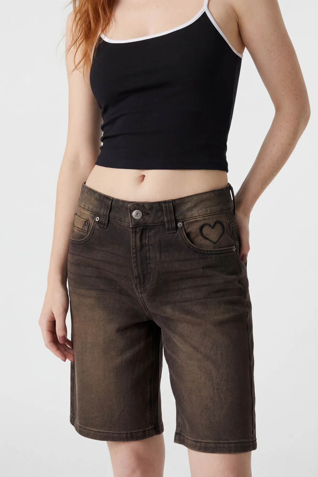 Brooklyn Graphic Low Rise Baggy Latte Jort