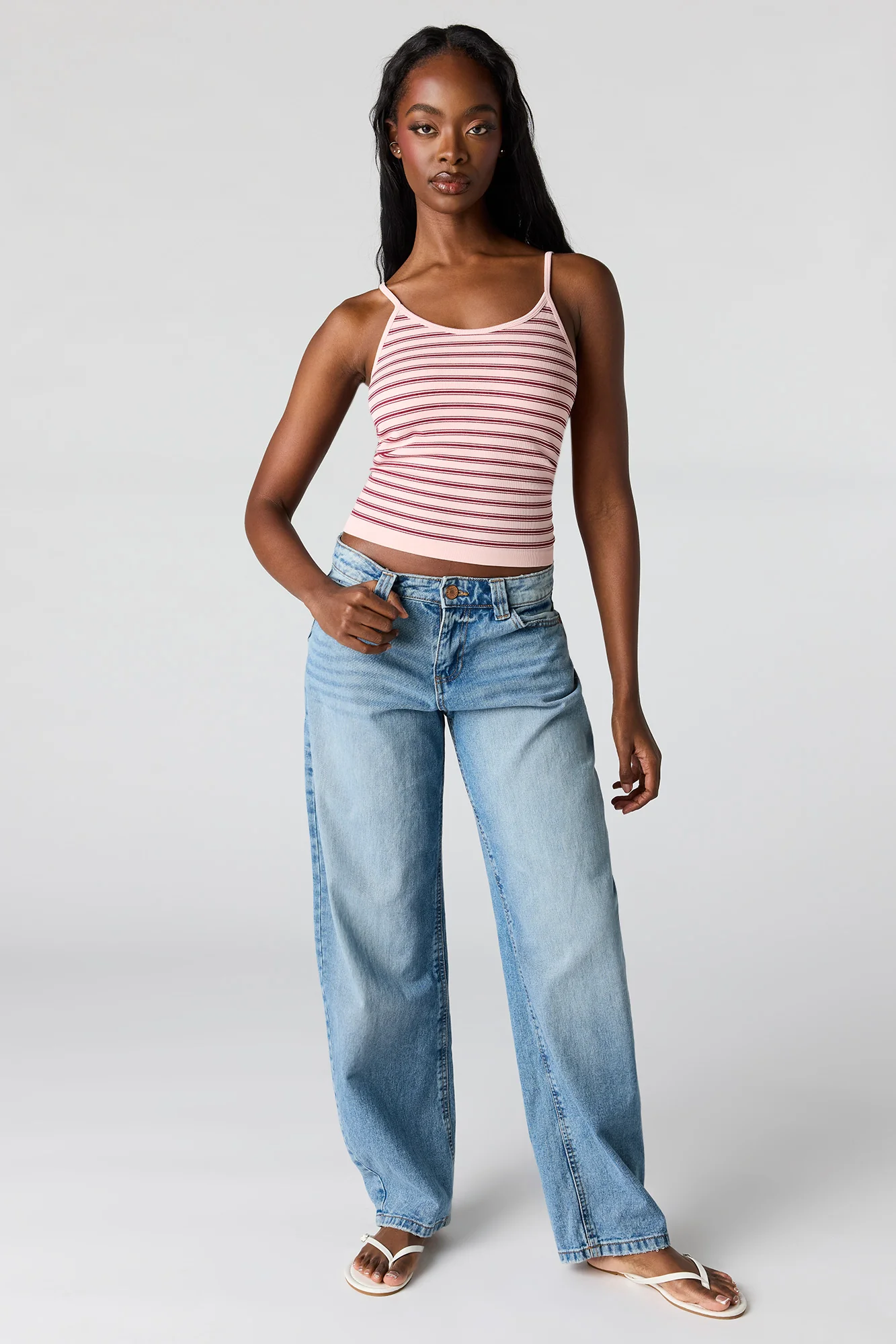 Braless Seamless Ribbed Scoop Neck Tank