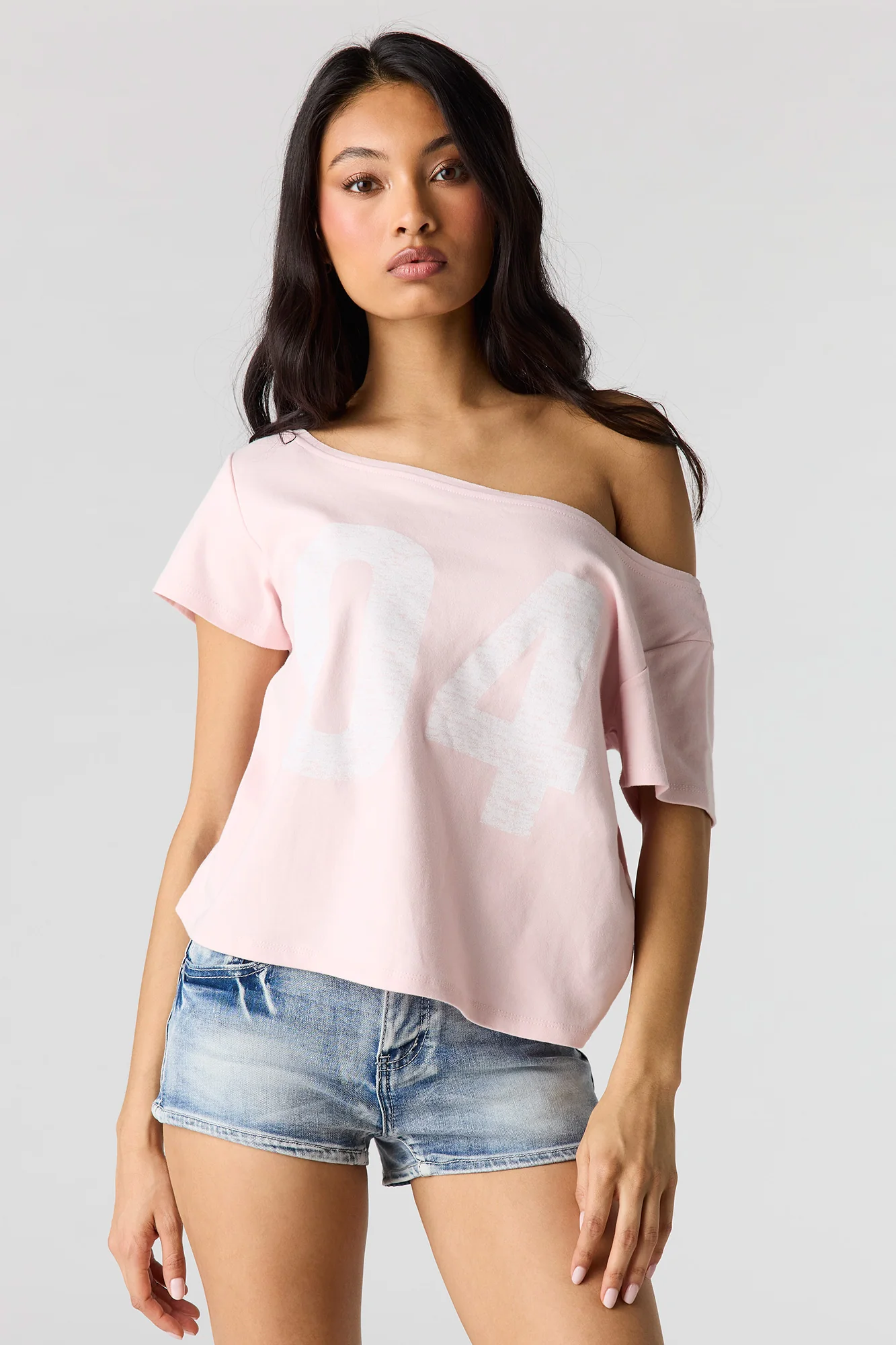 Striped Off Shoulder Boxy T-Shirt
