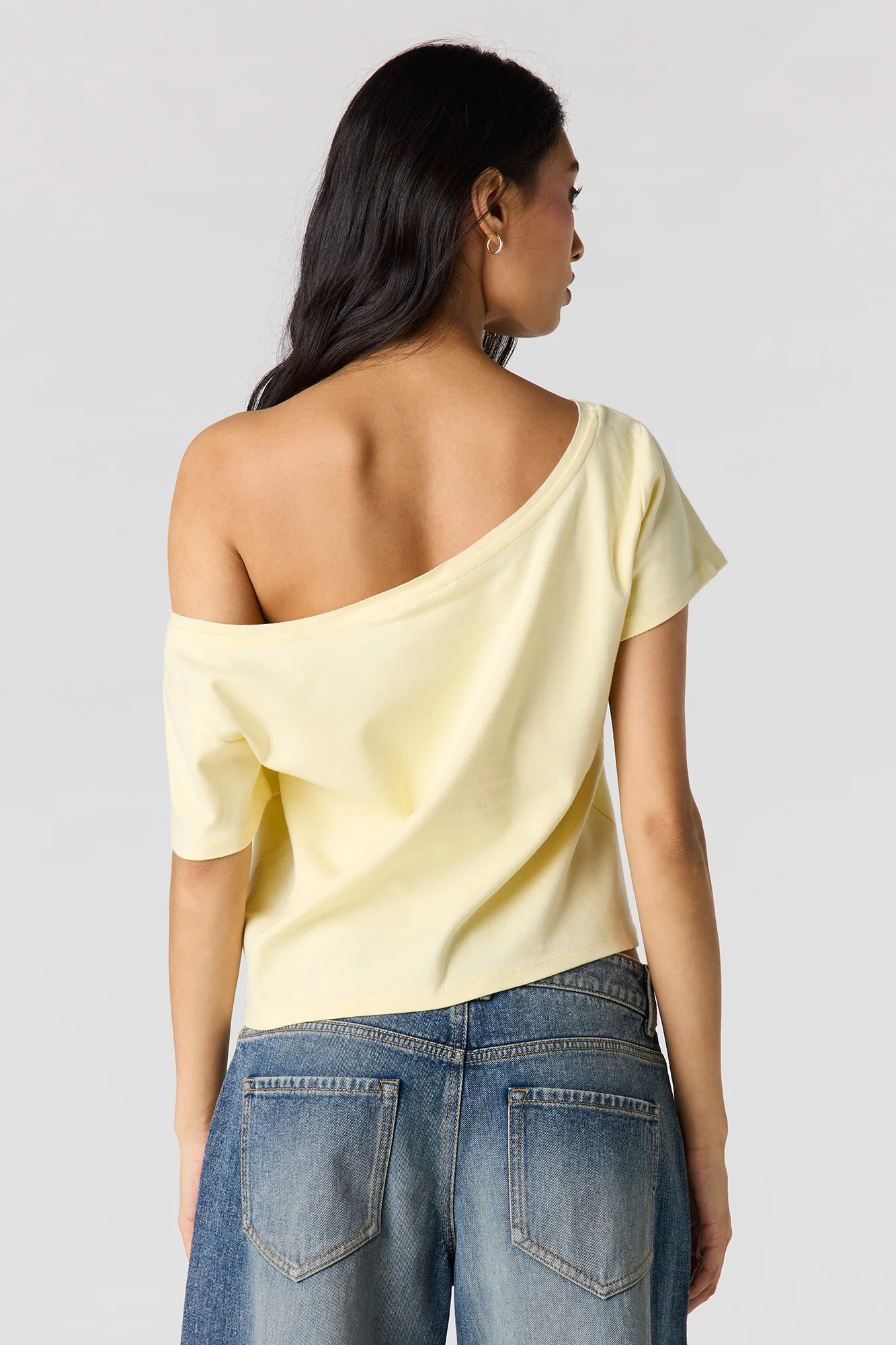 Striped Off Shoulder Boxy T-Shirt