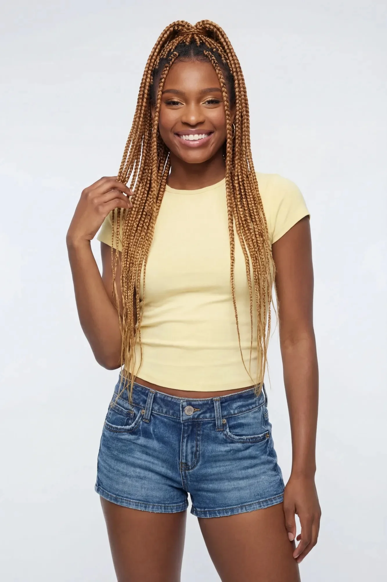 Stretch Low Rise Medium Denim Shortie