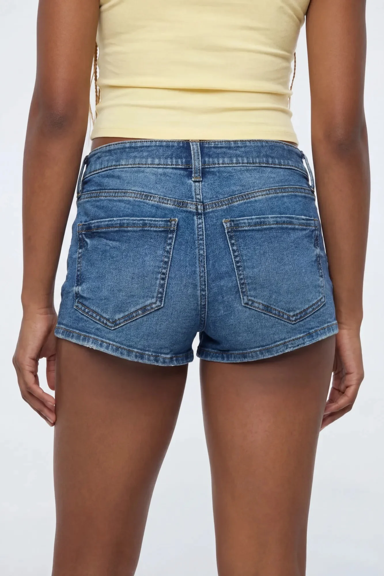 Stretch Low Rise Medium Denim Shortie