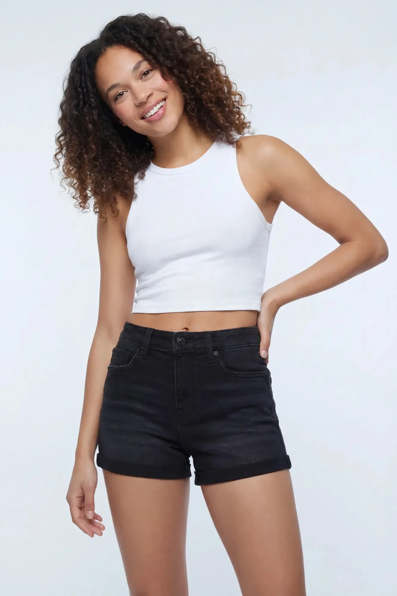 4722-stretch-high-rise-black-denim-short-1.webp Stretch High Rise Black Denim Short
