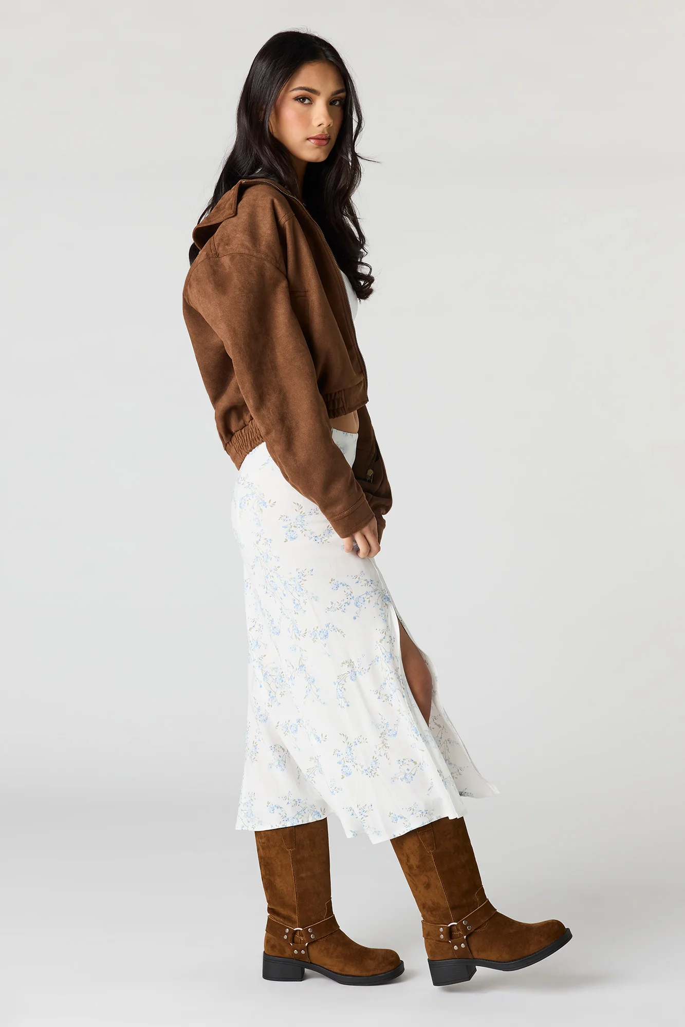 Floral Slit Midi Skirt