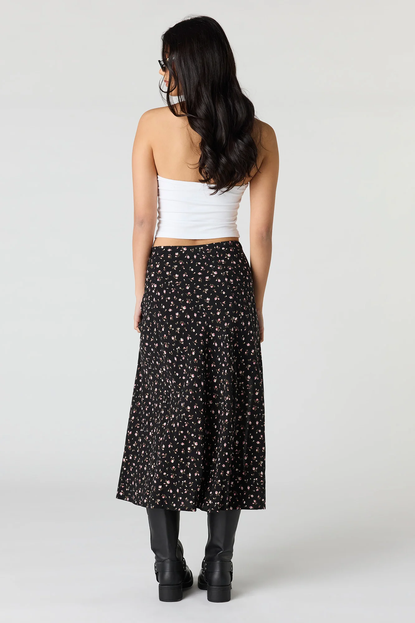 Floral Slit Midi Skirt