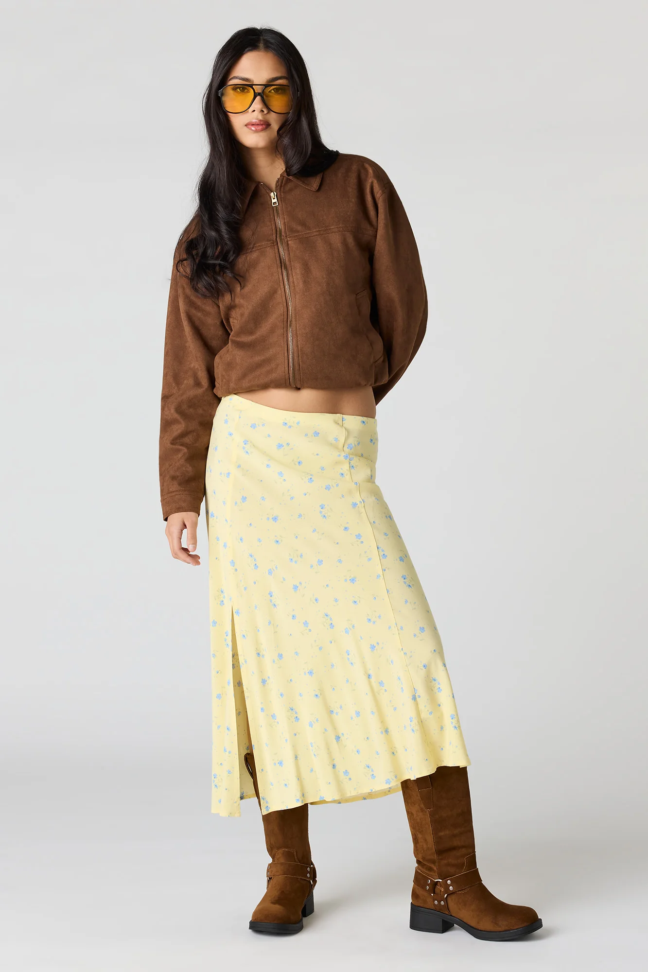 Floral Slit Midi Skirt