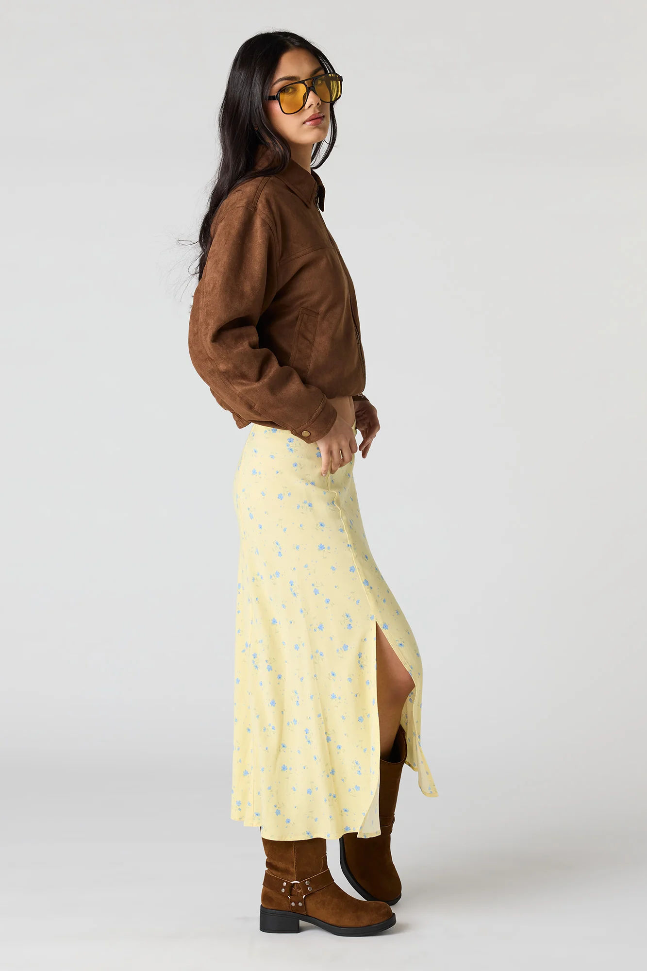 Floral Slit Midi Skirt