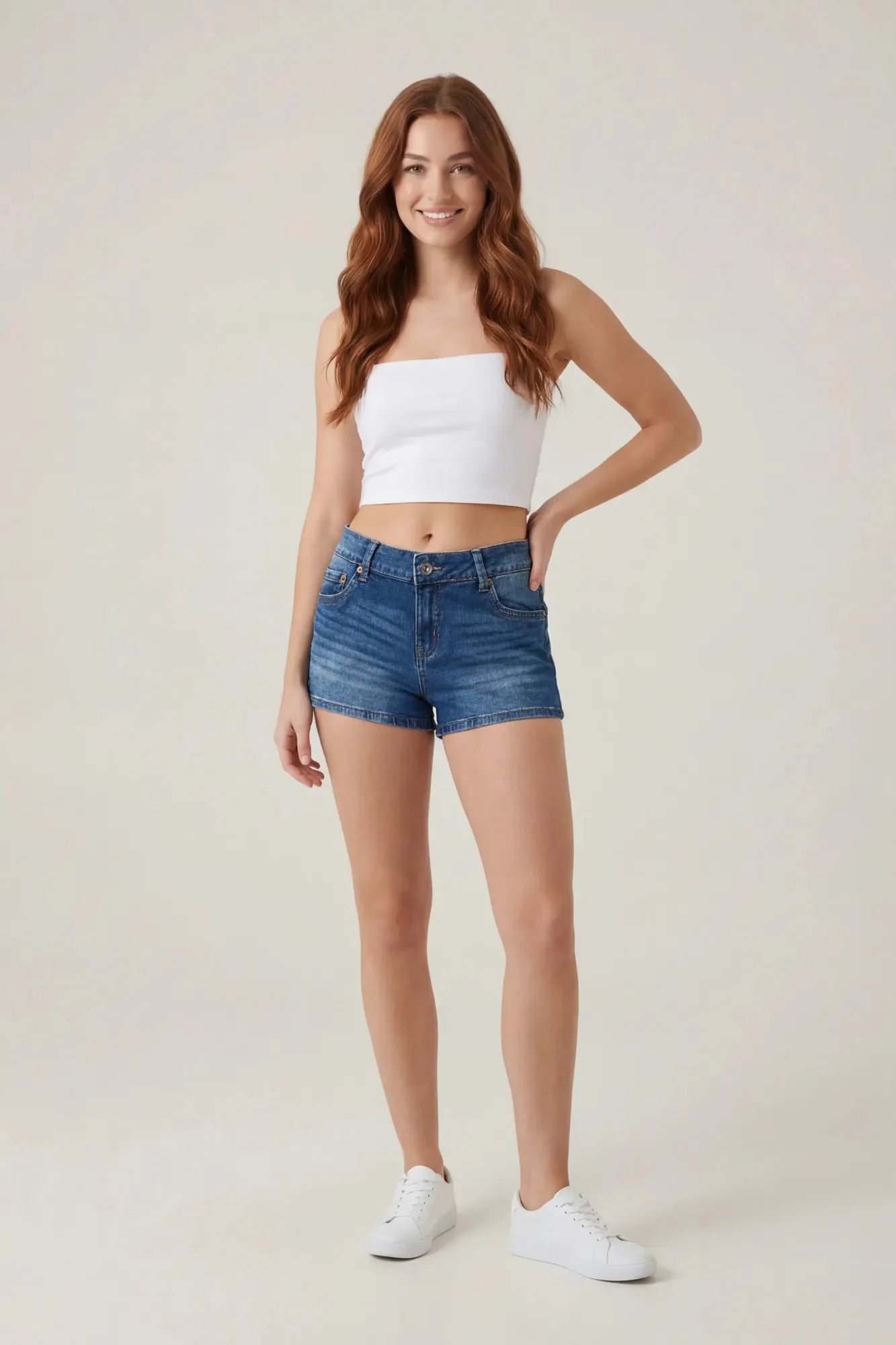 5223-stretch-mid-rise-push-up-medium-denim-short-1.webp Stretch Mid Rise Push Up Medium Denim Short