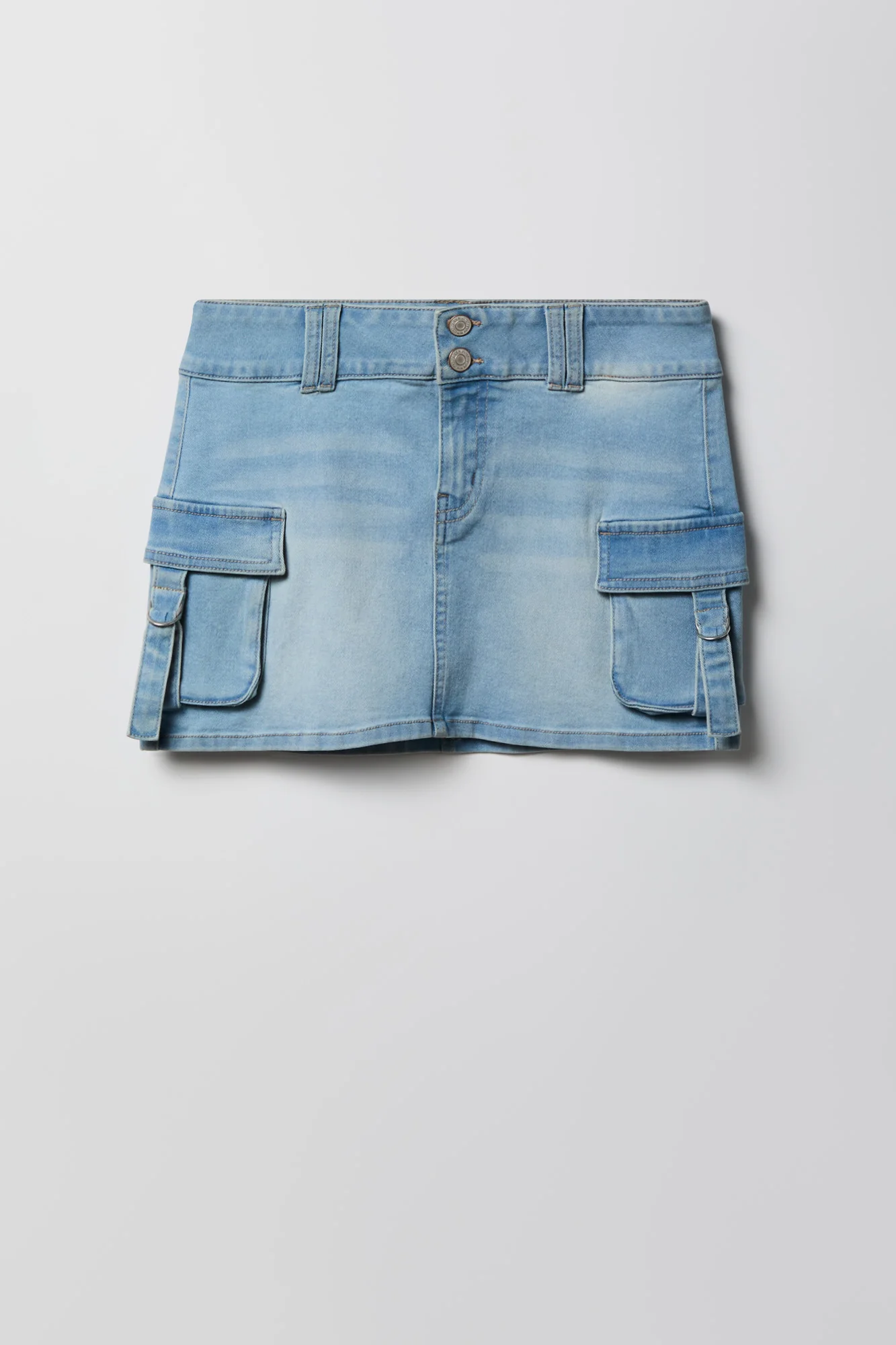 Denim Cargo Mini Skirt
