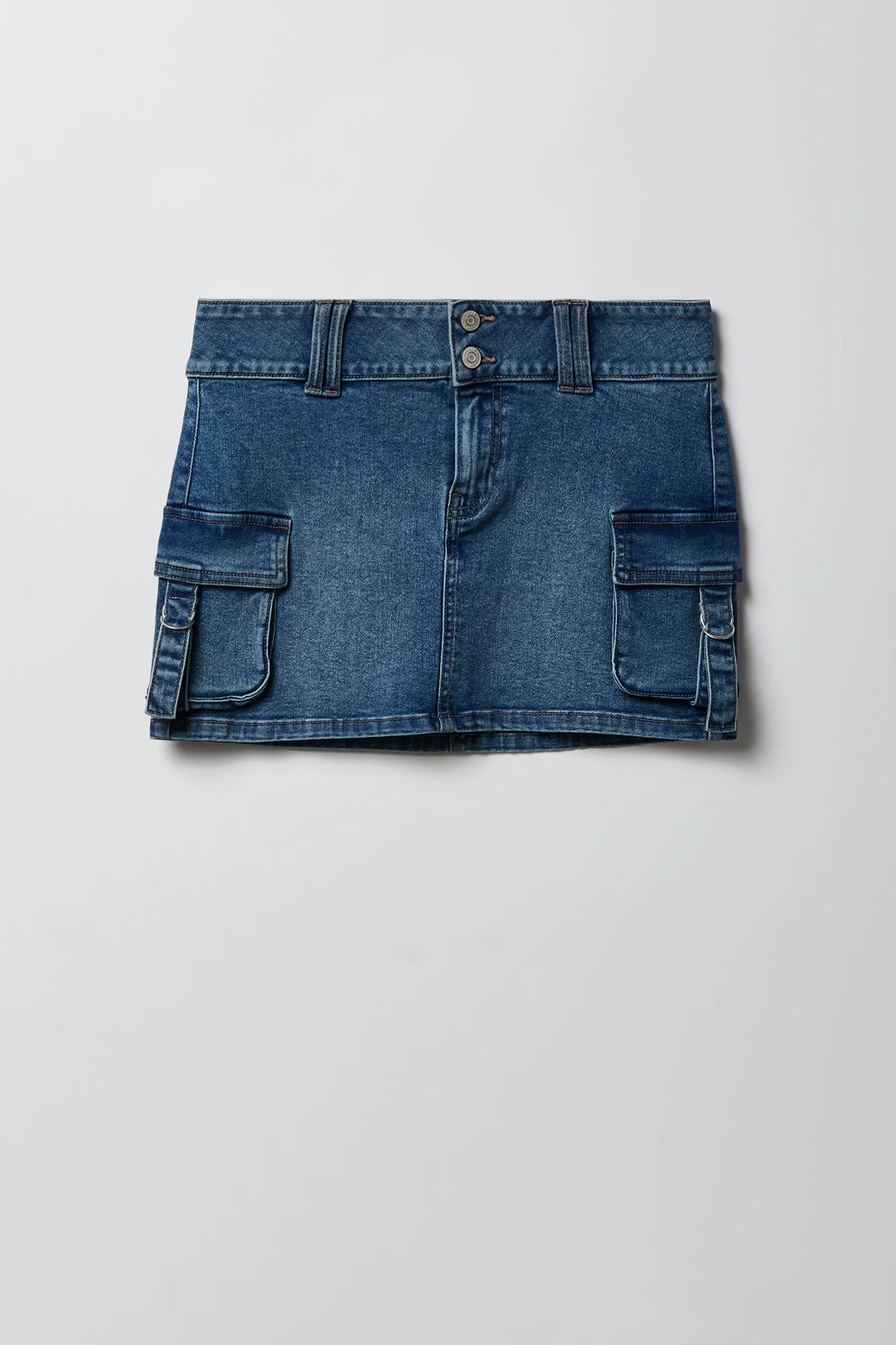 Denim Cargo Mini Skirt