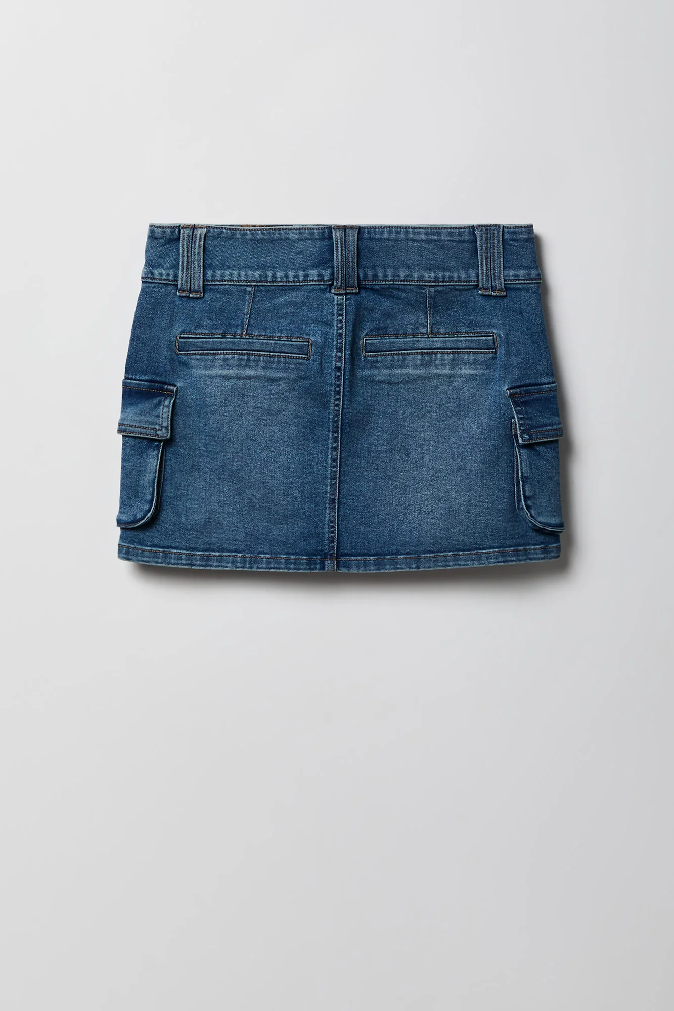 Denim Cargo Mini Skirt