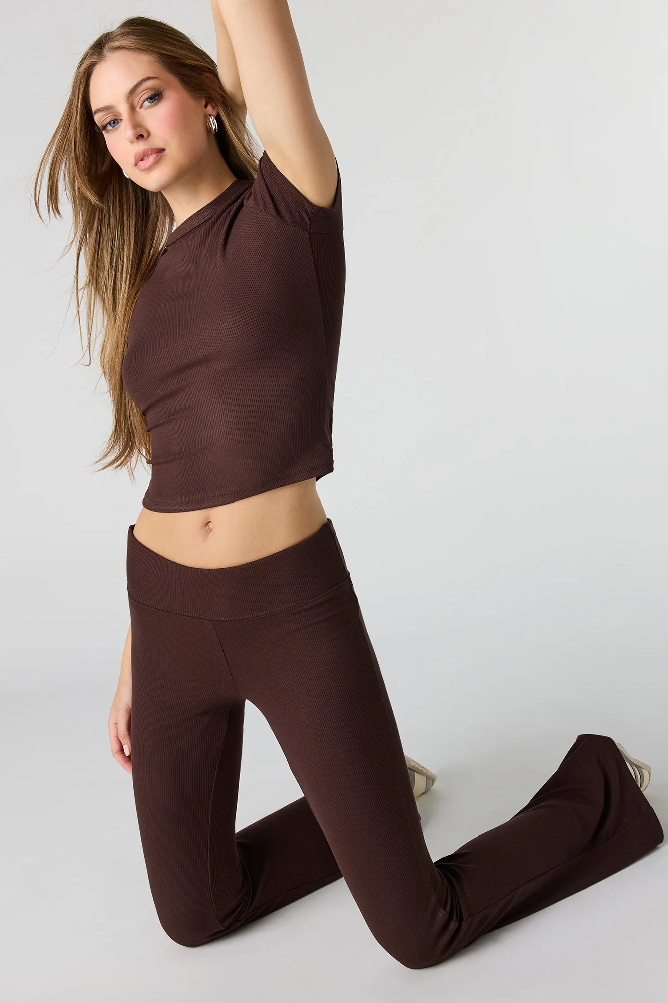 Soft Ribbed T-Shirt & Flare Pant Set