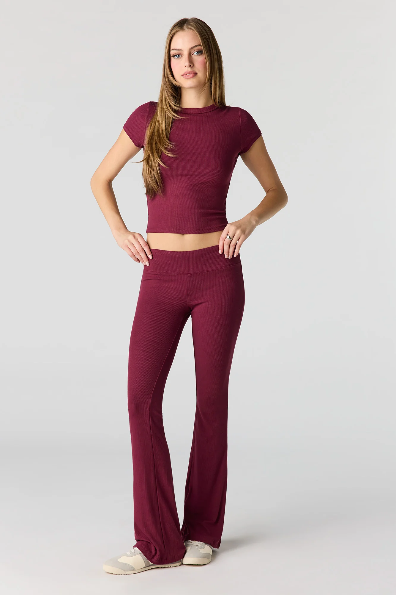 Soft Ribbed T-Shirt & Flare Pant Set
