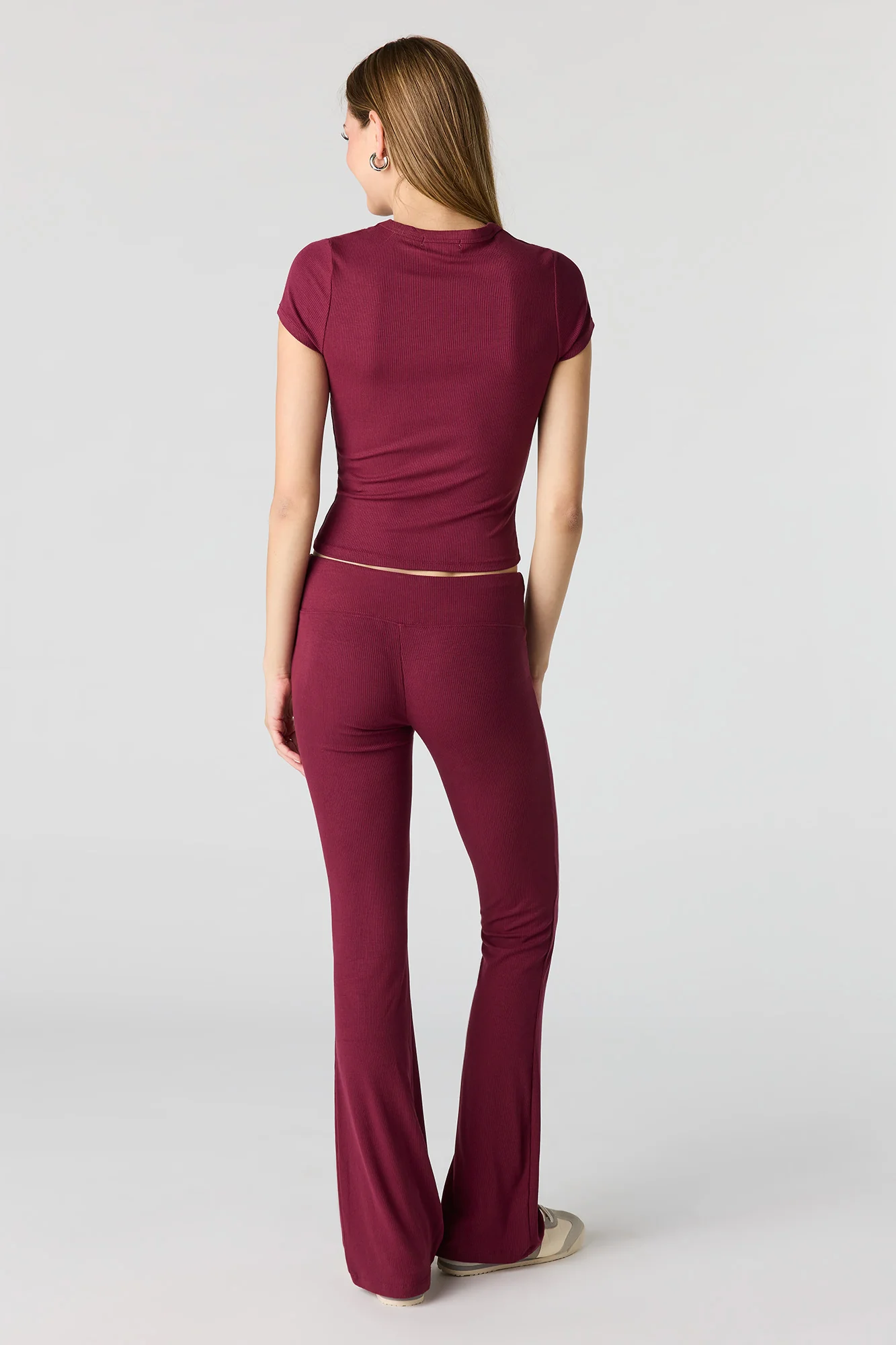 Soft Ribbed T-Shirt & Flare Pant Set