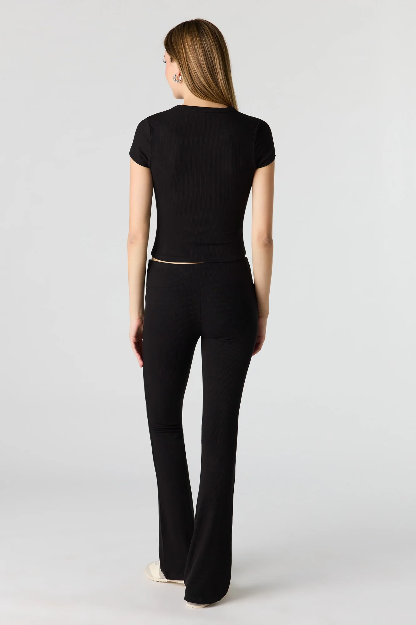 Soft Ribbed T-Shirt & Flare Pant Set
