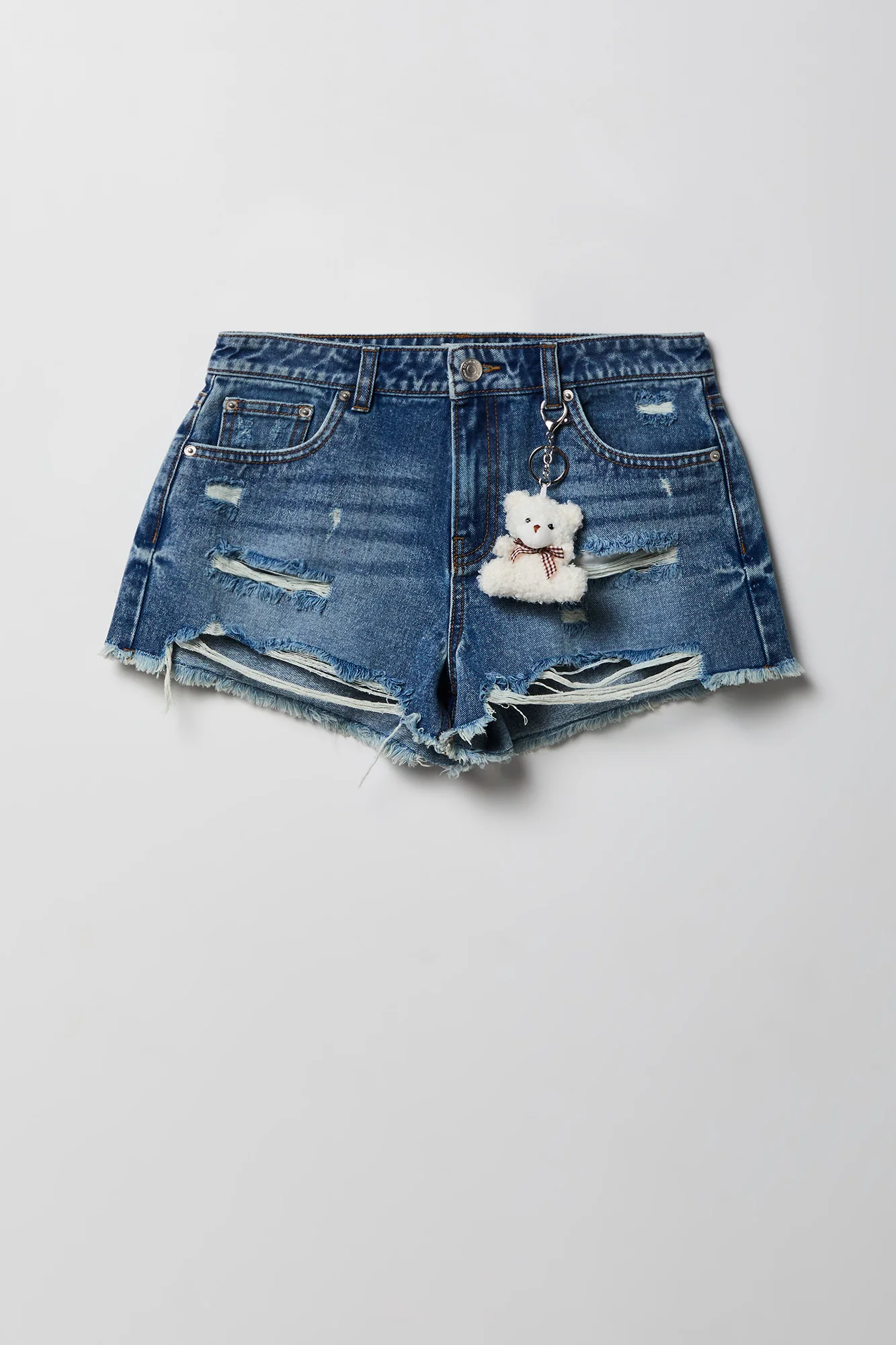6169-ripped-high-rise-dark-denim-short-with-keychain-4.webp Ripped High Rise Dark Denim Short With Keychain