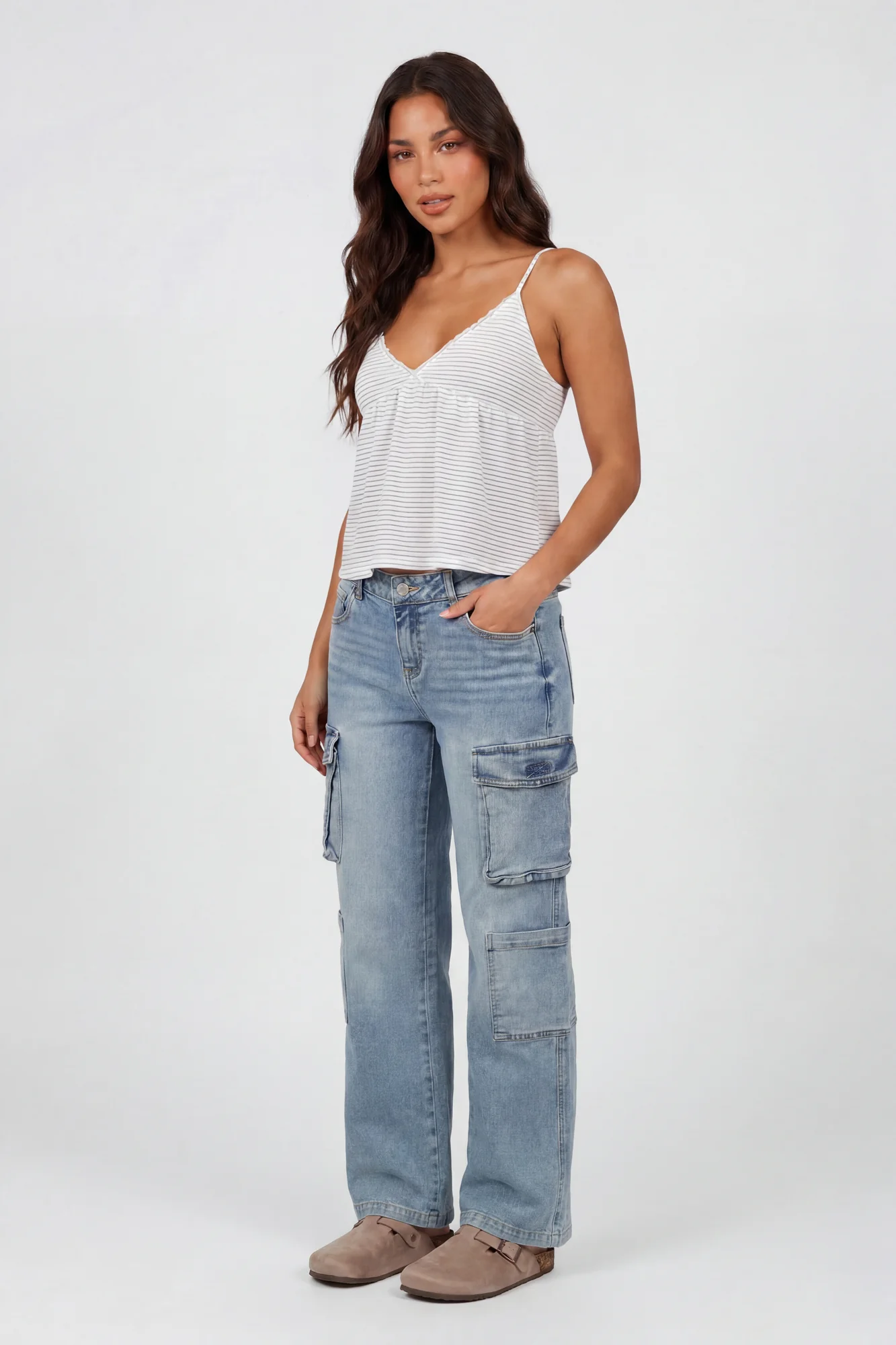 Stretch Low Rise Cargo Jean