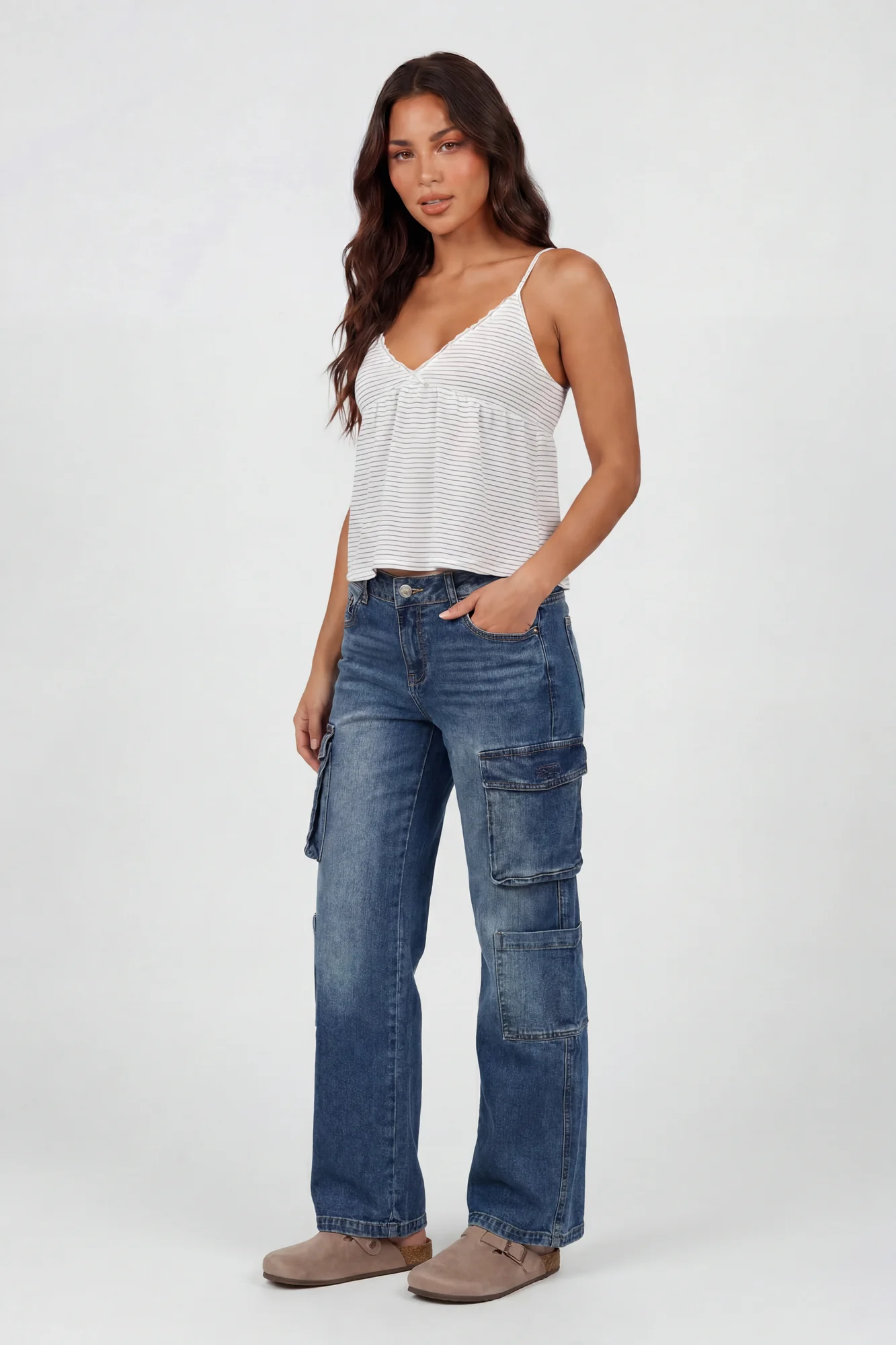 Stretch Low Rise Cargo Jean
