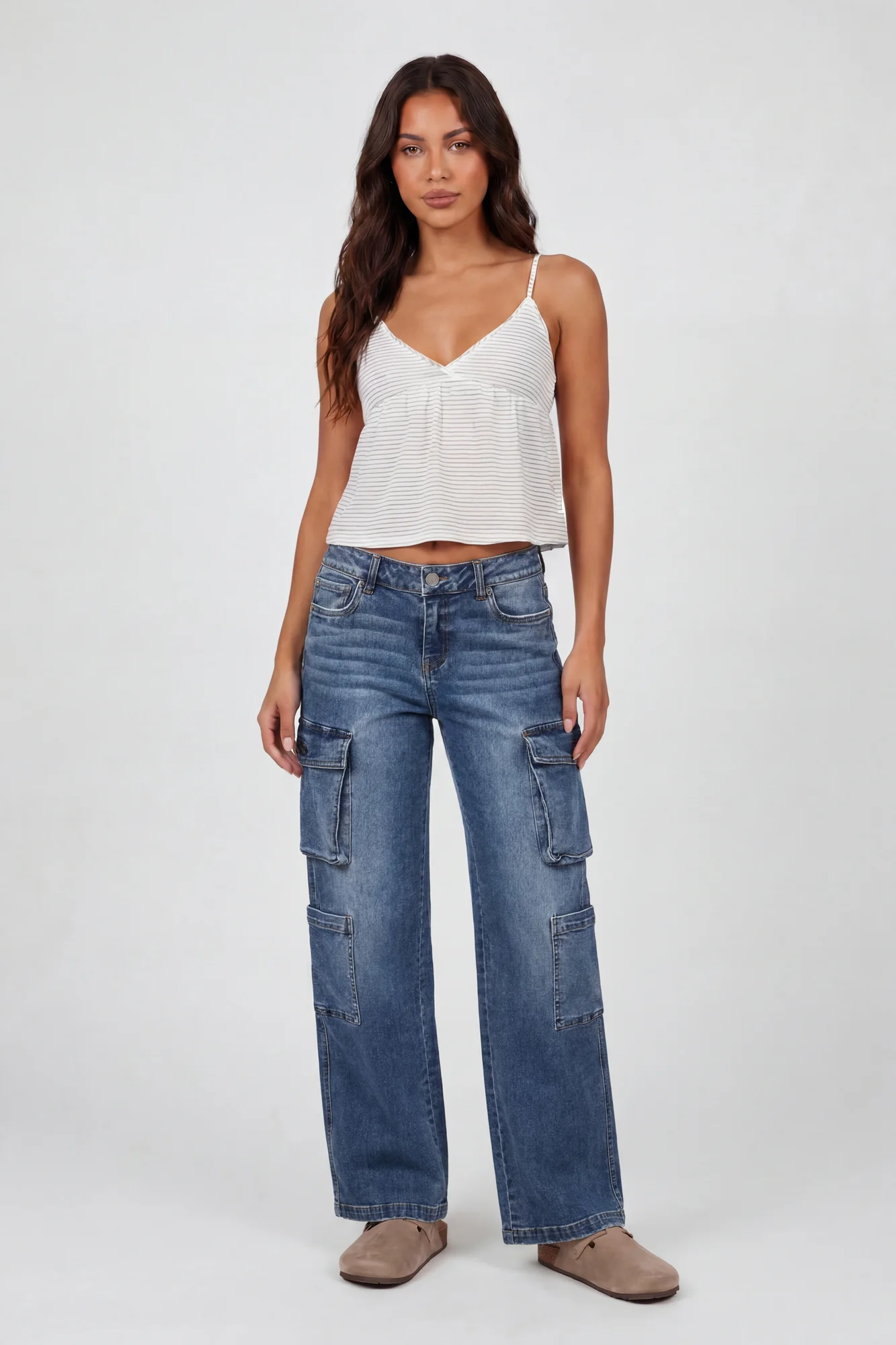 Stretch Low Rise Cargo Jean