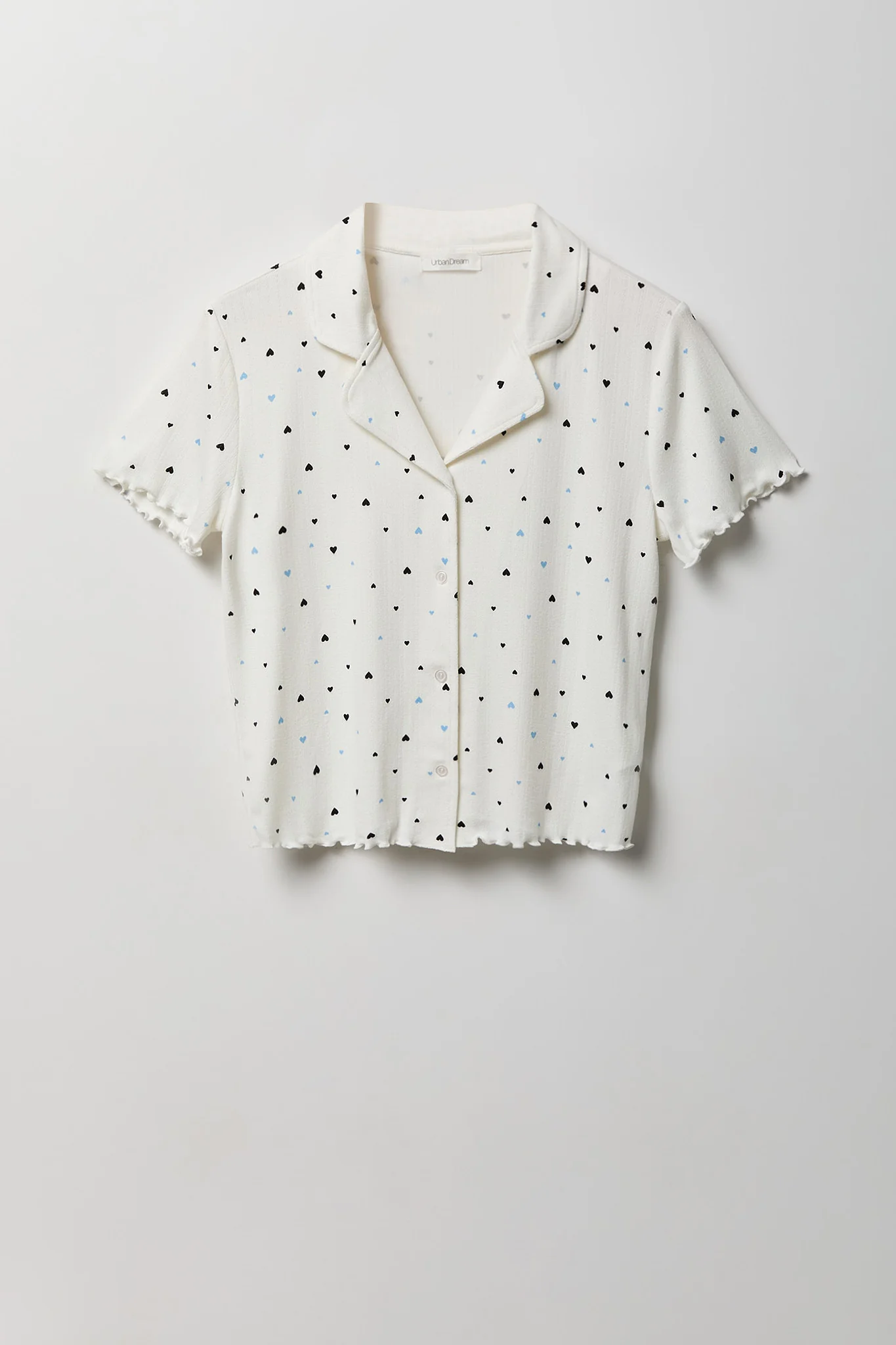Pointelle Button-Up Top & Short Pajama Set