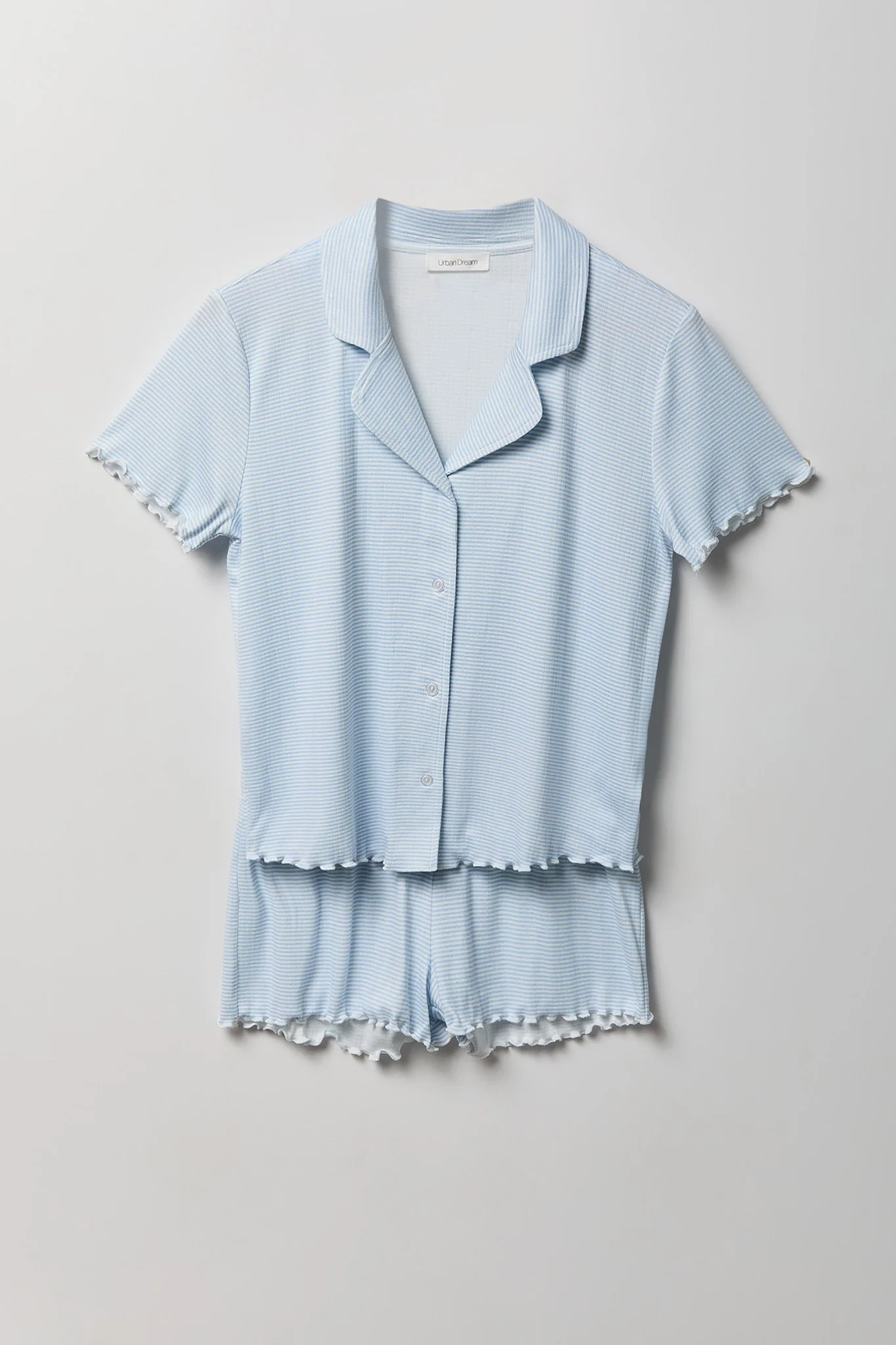 Pointelle Button-Up Top & Short Pajama Set
