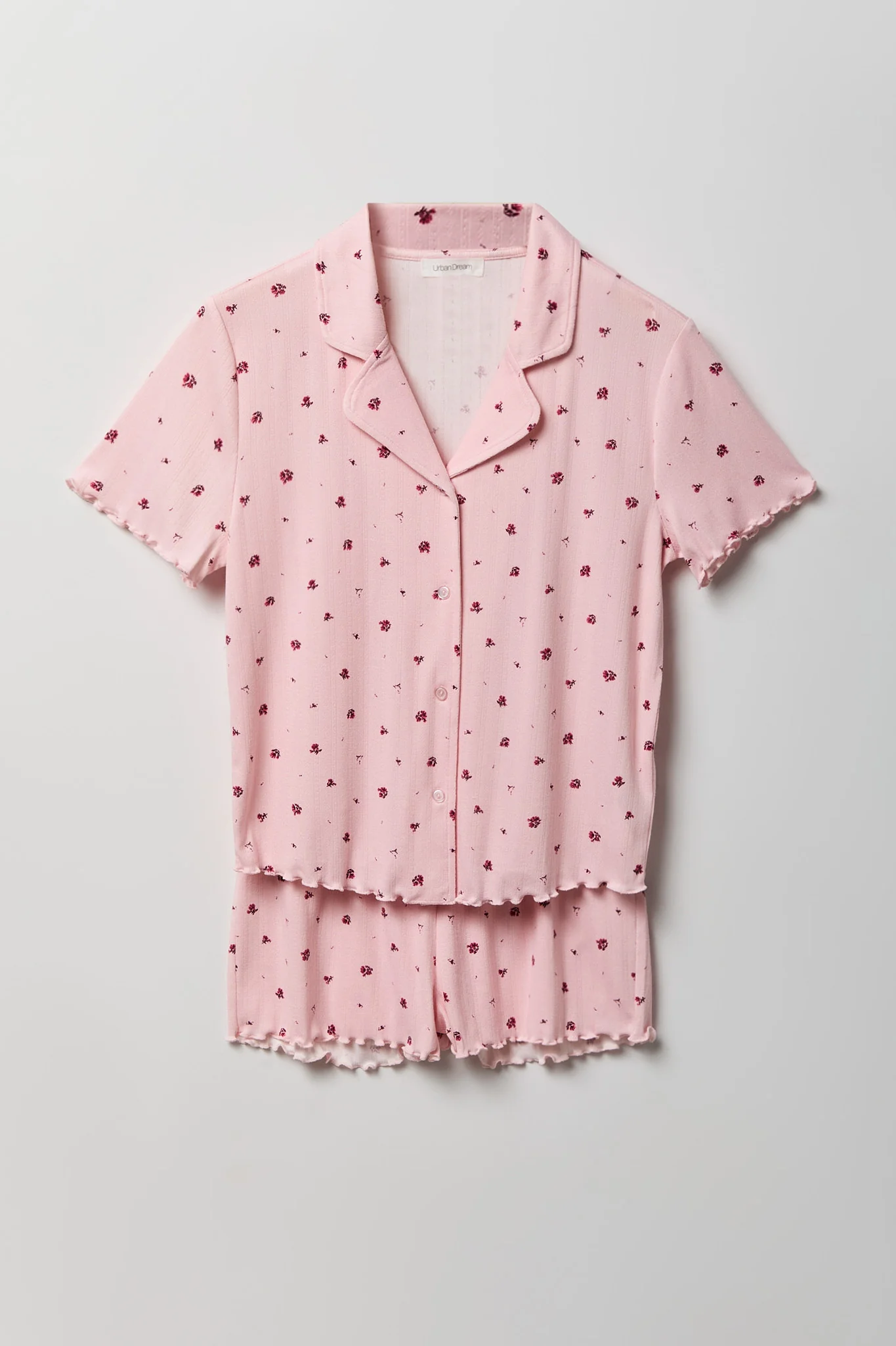Pointelle Button-Up Top & Short Pajama Set