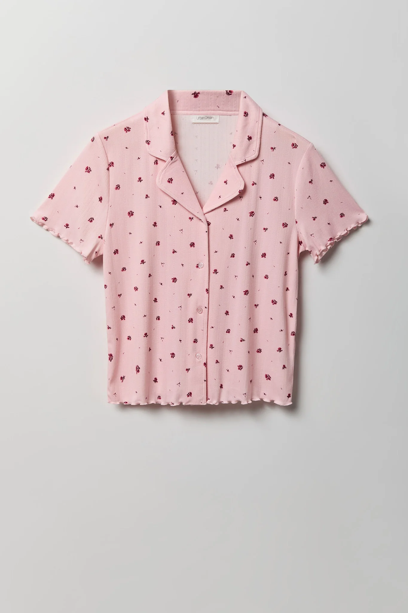 Pointelle Button-Up Top & Short Pajama Set