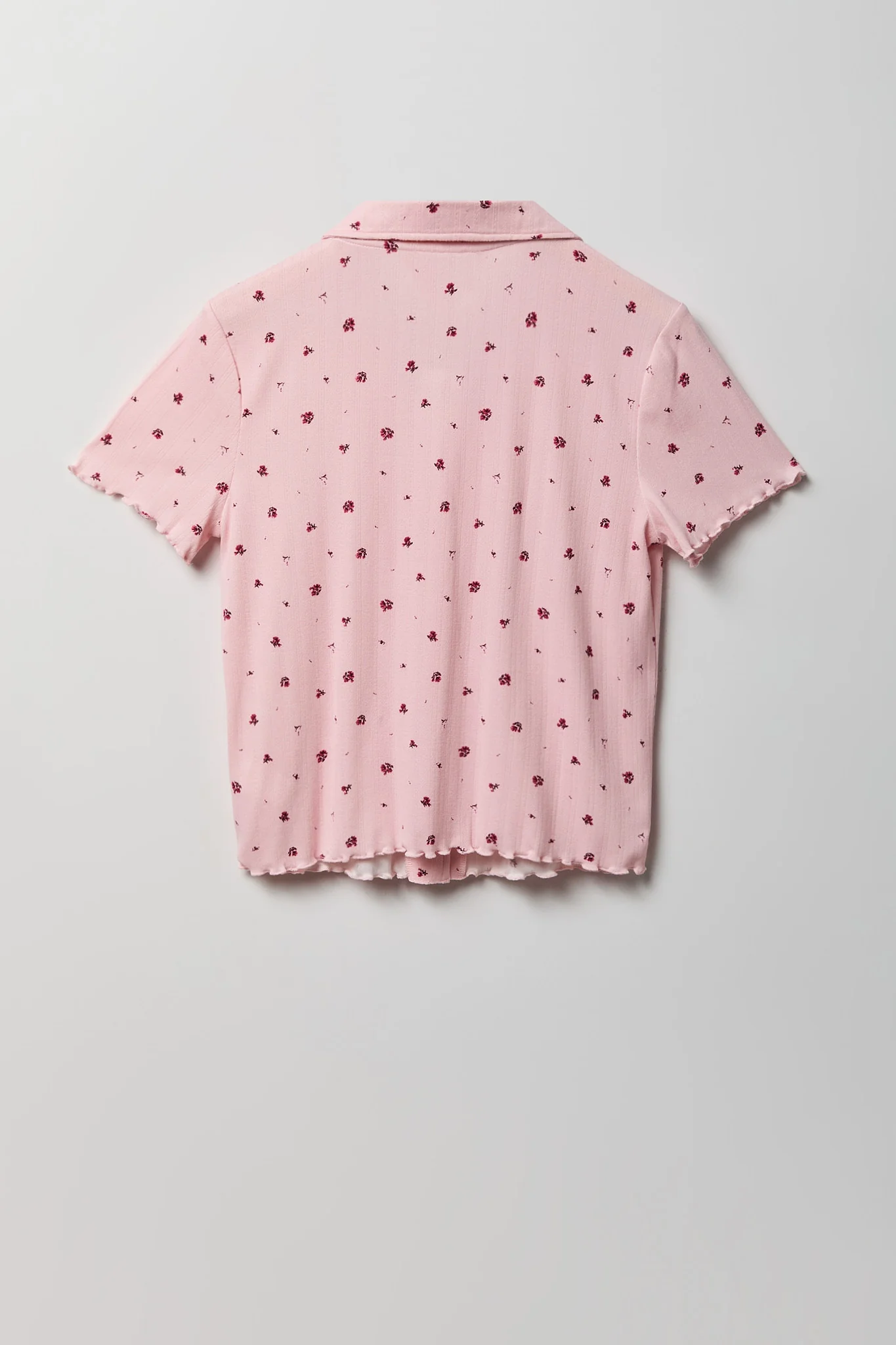 Pointelle Button-Up Top & Short Pajama Set