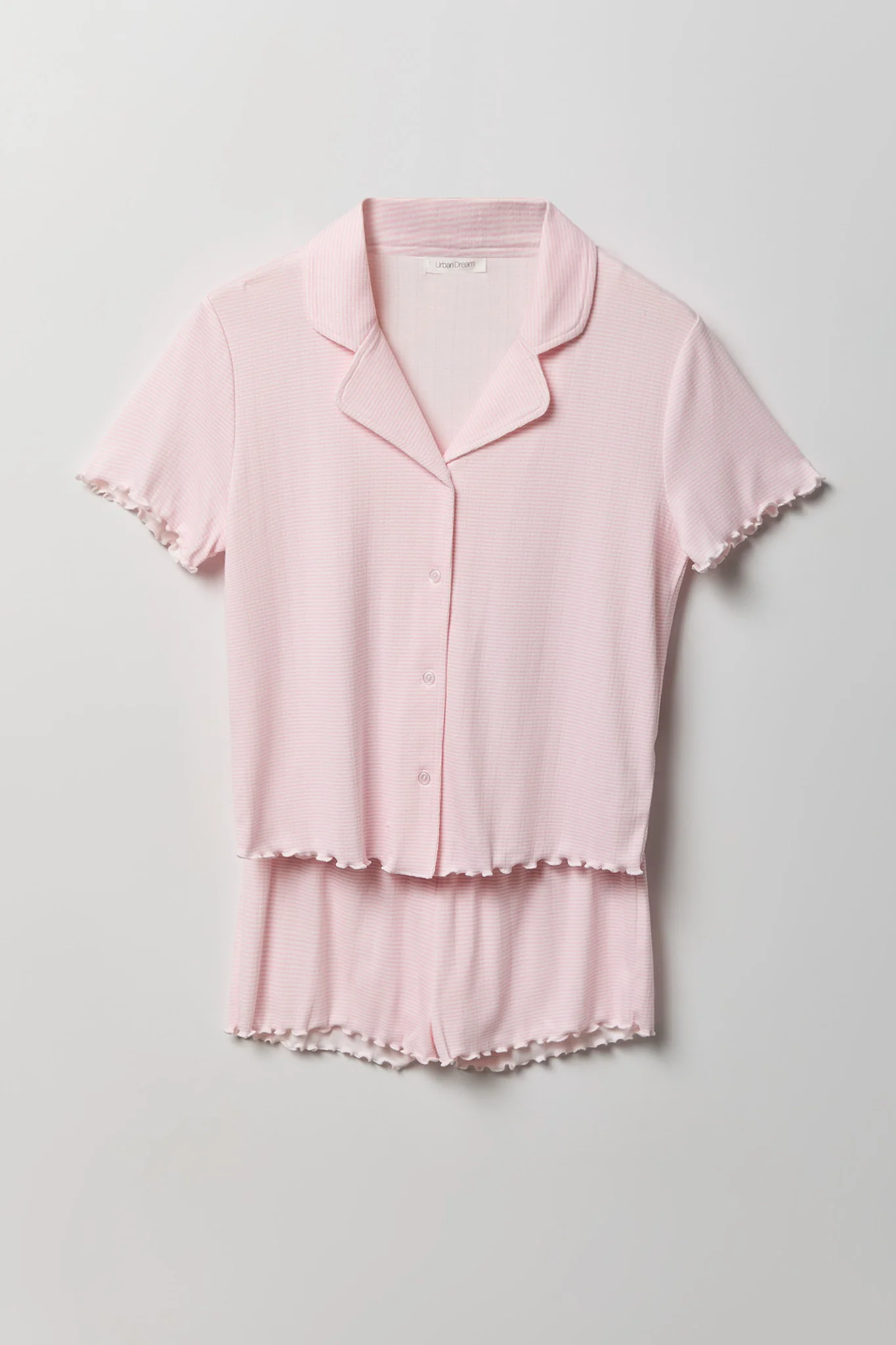 Pointelle Button-Up Top & Short Pajama Set