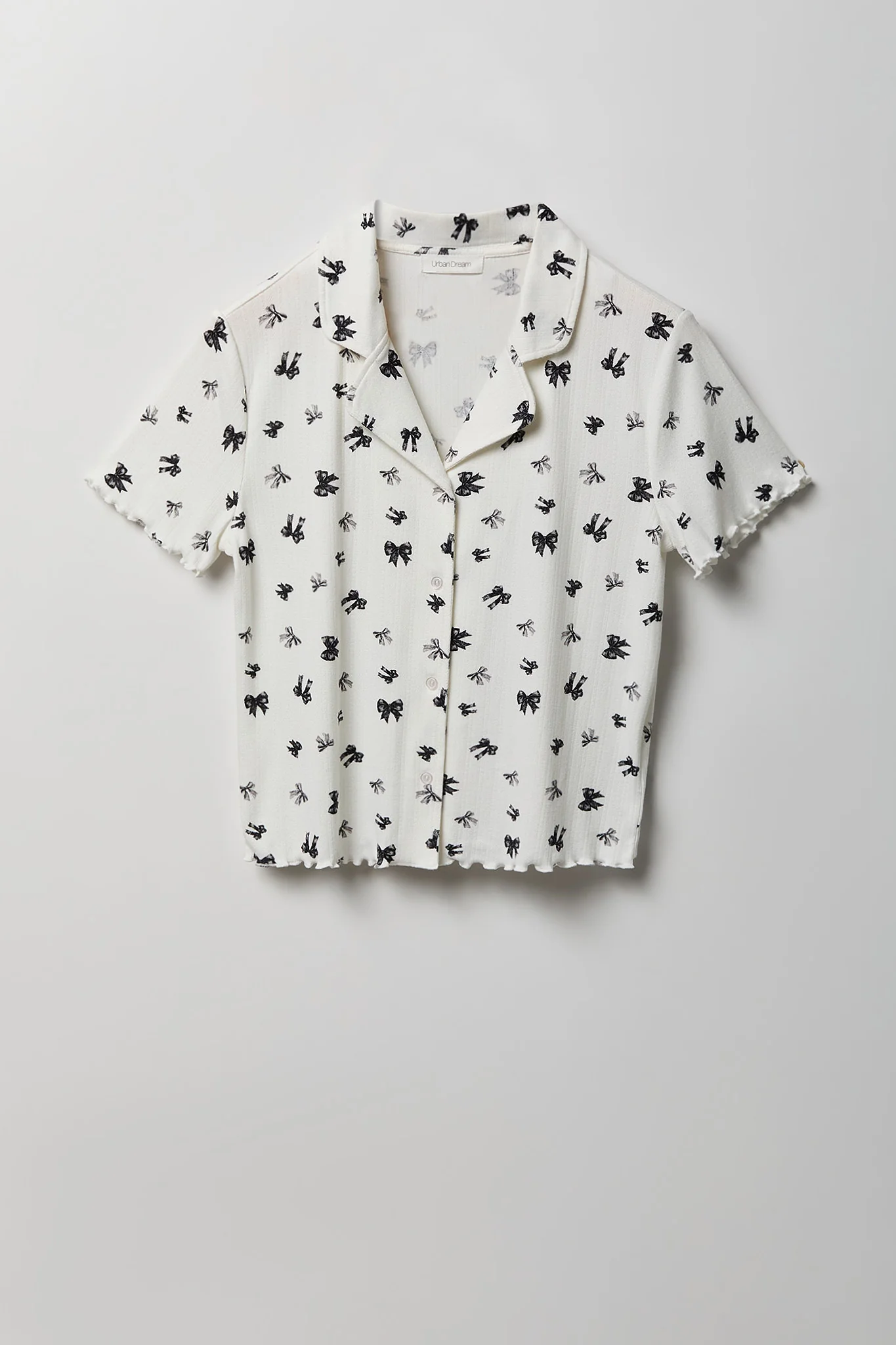 Pointelle Button-Up Top & Short Pajama Set