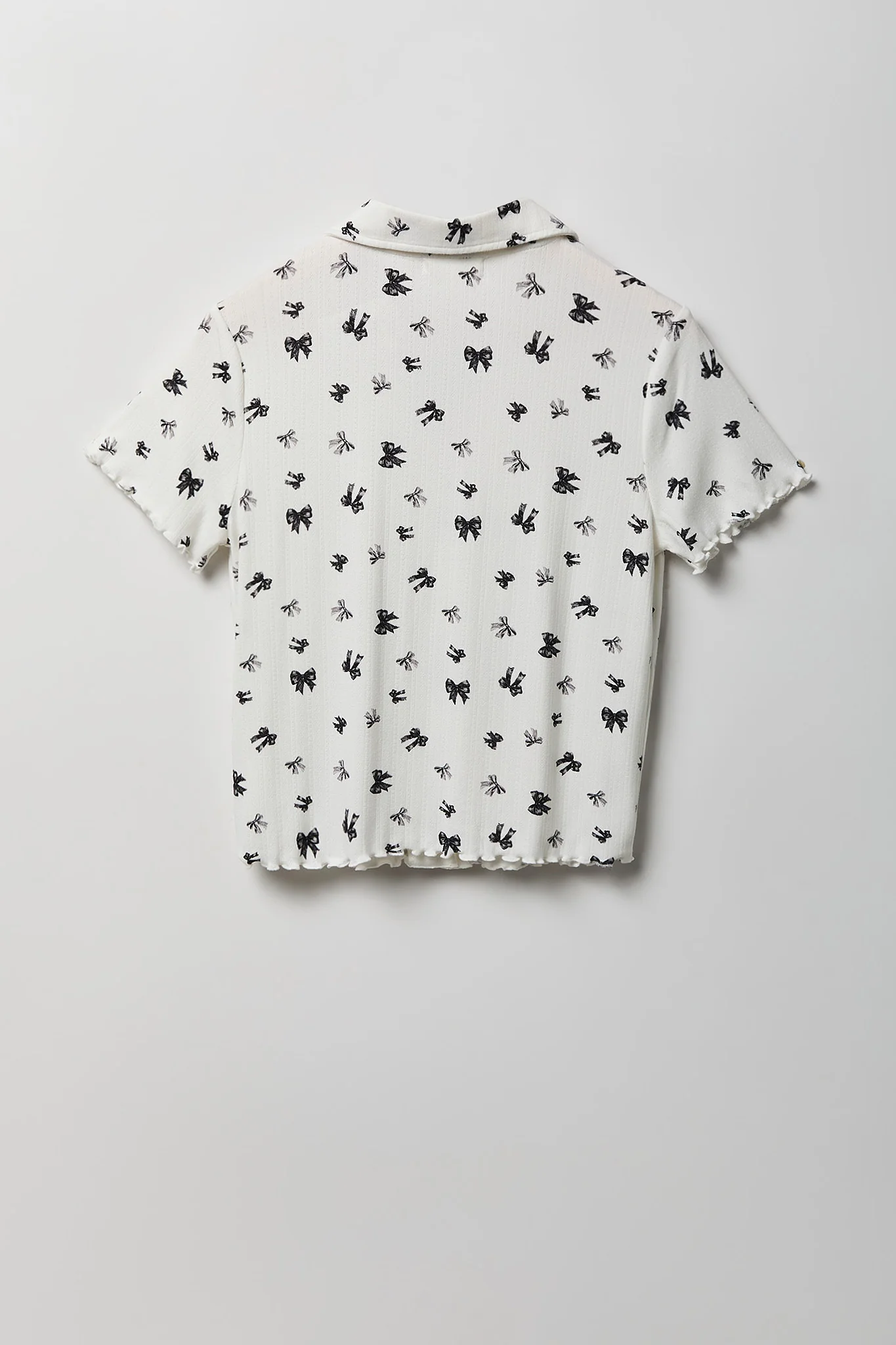 Pointelle Button-Up Top & Short Pajama Set